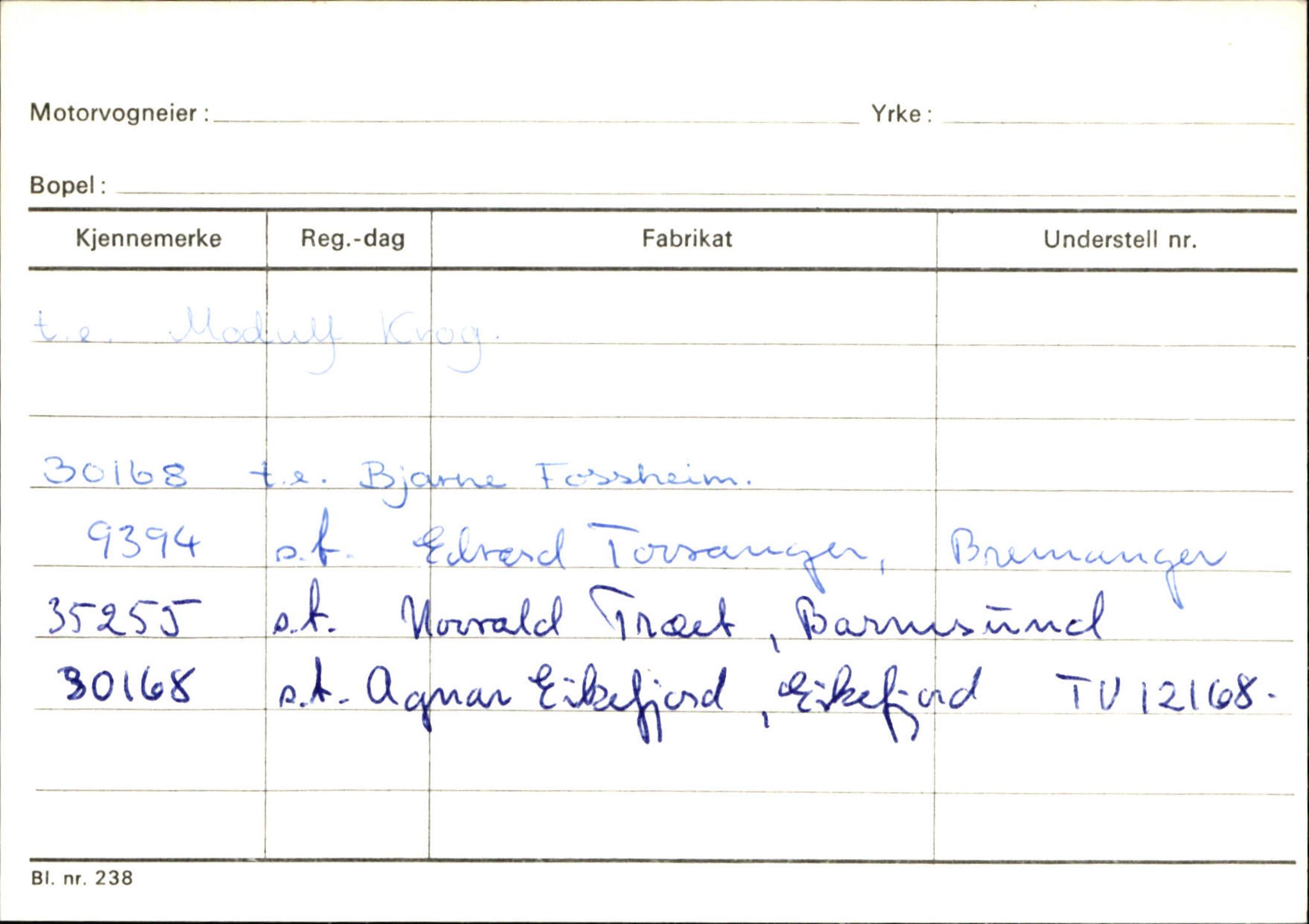 Statens vegvesen, Sogn og Fjordane vegkontor, AV/SAB-A-5301/4/F/L0133: Eigarregister Bremanger A-Å. Gaular A-H, 1945-1975, s. 920