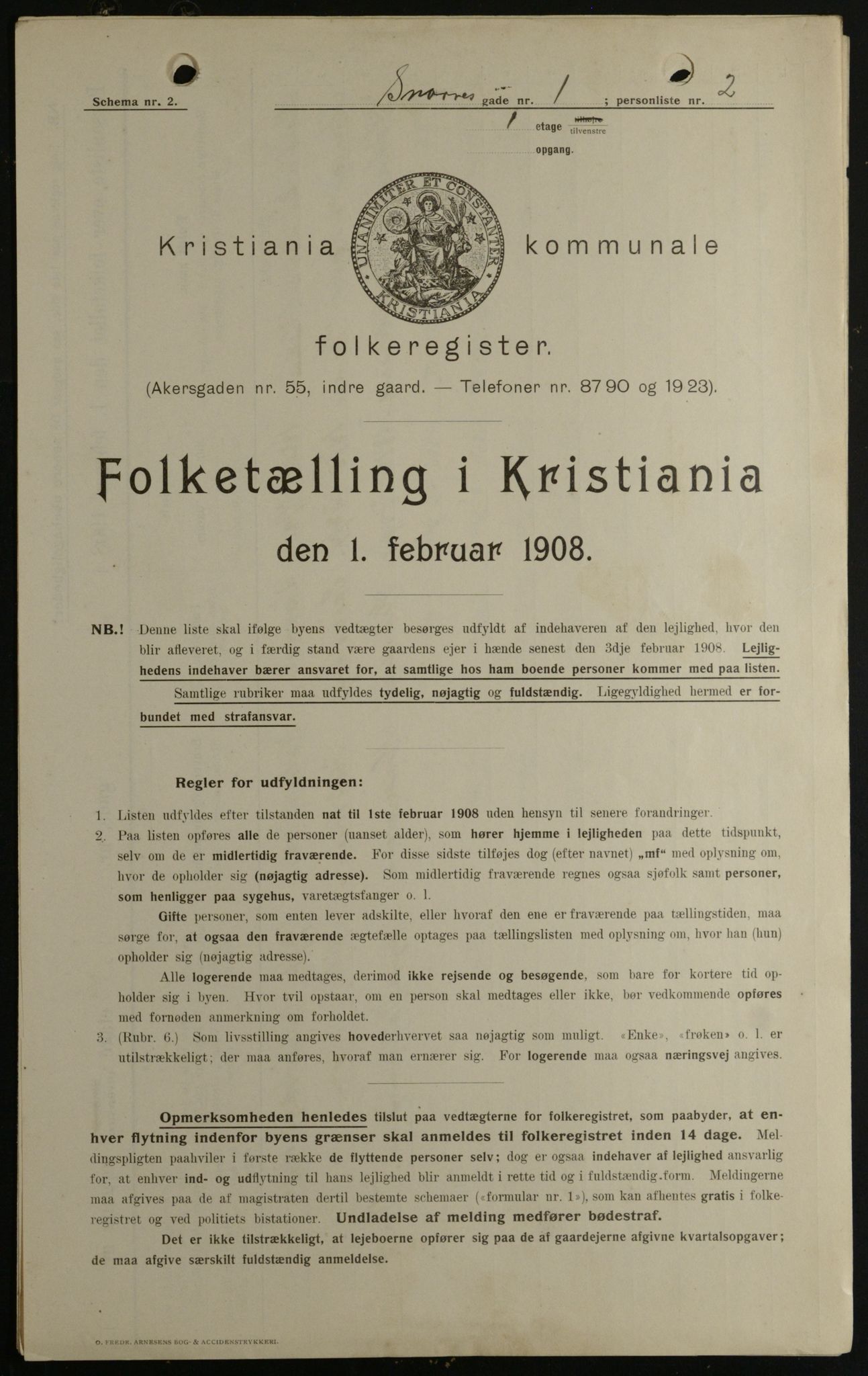 OBA, Kommunal folketelling 1.2.1908 for Kristiania kjøpstad, 1908, s. 88284