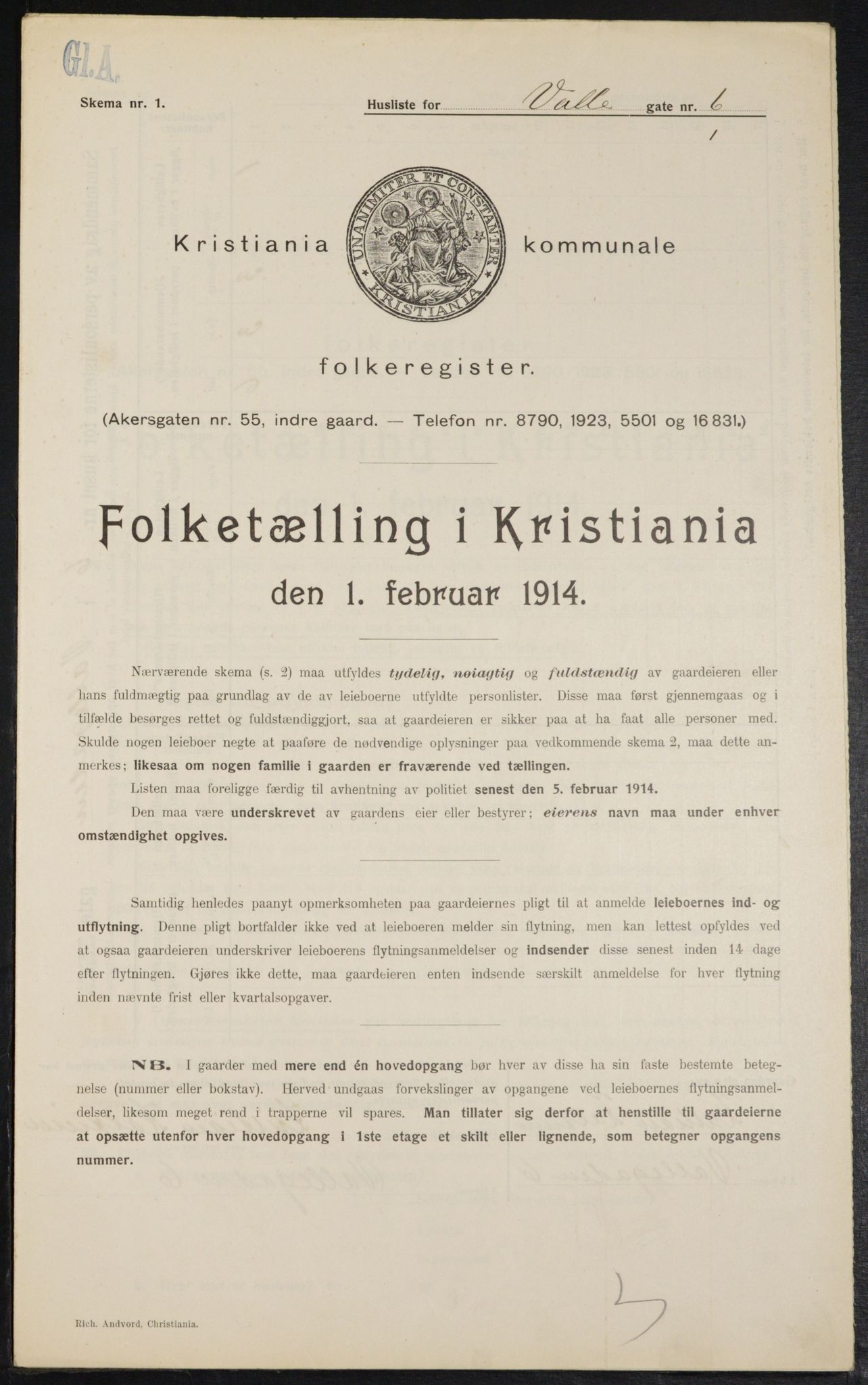 OBA, Kommunal folketelling 1.2.1914 for Kristiania, 1914, s. 122924