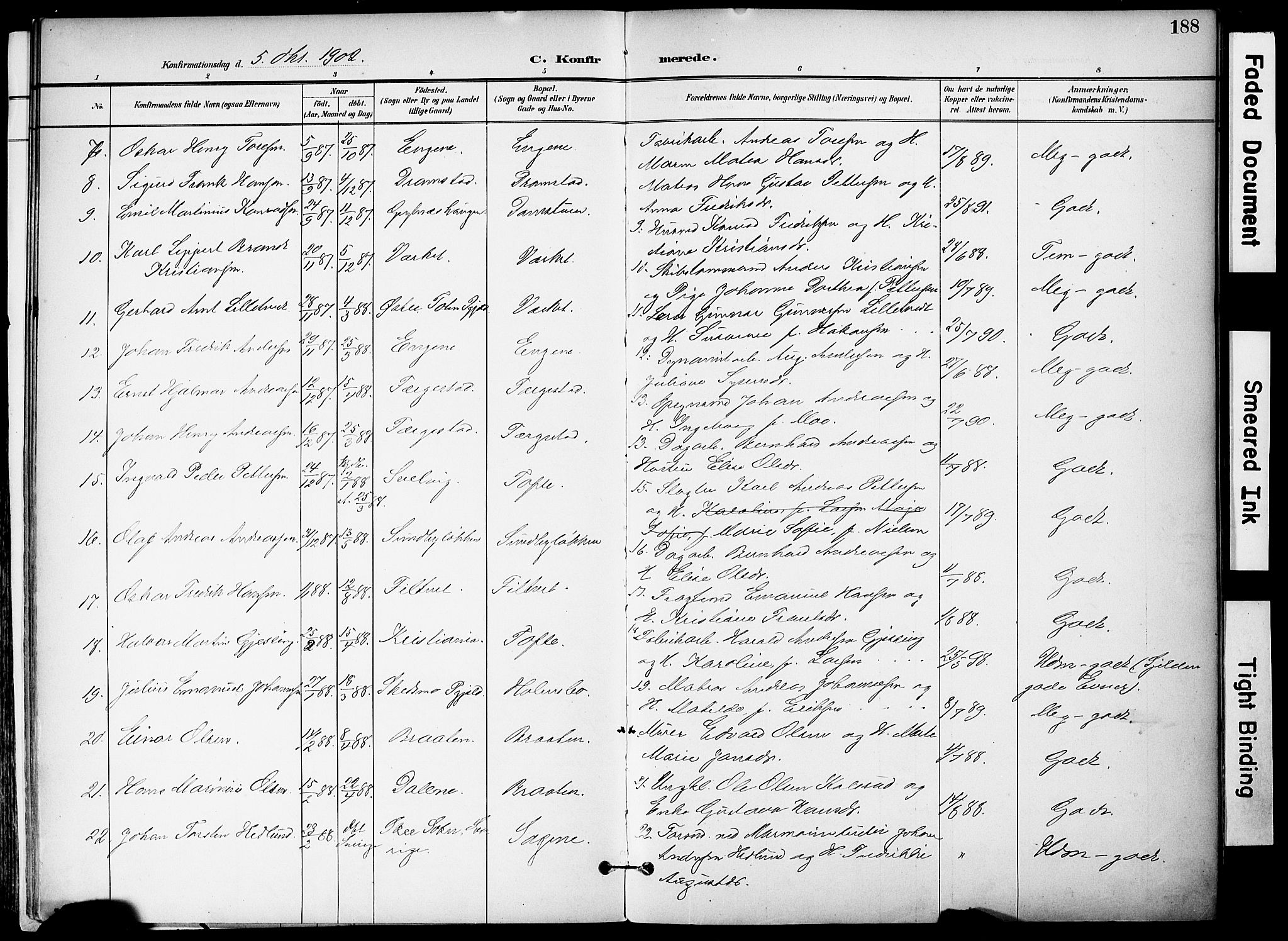 Hurum kirkebøker, AV/SAKO-A-229/F/Fa/L0015: Ministerialbok nr. 15, 1896-1908, s. 188