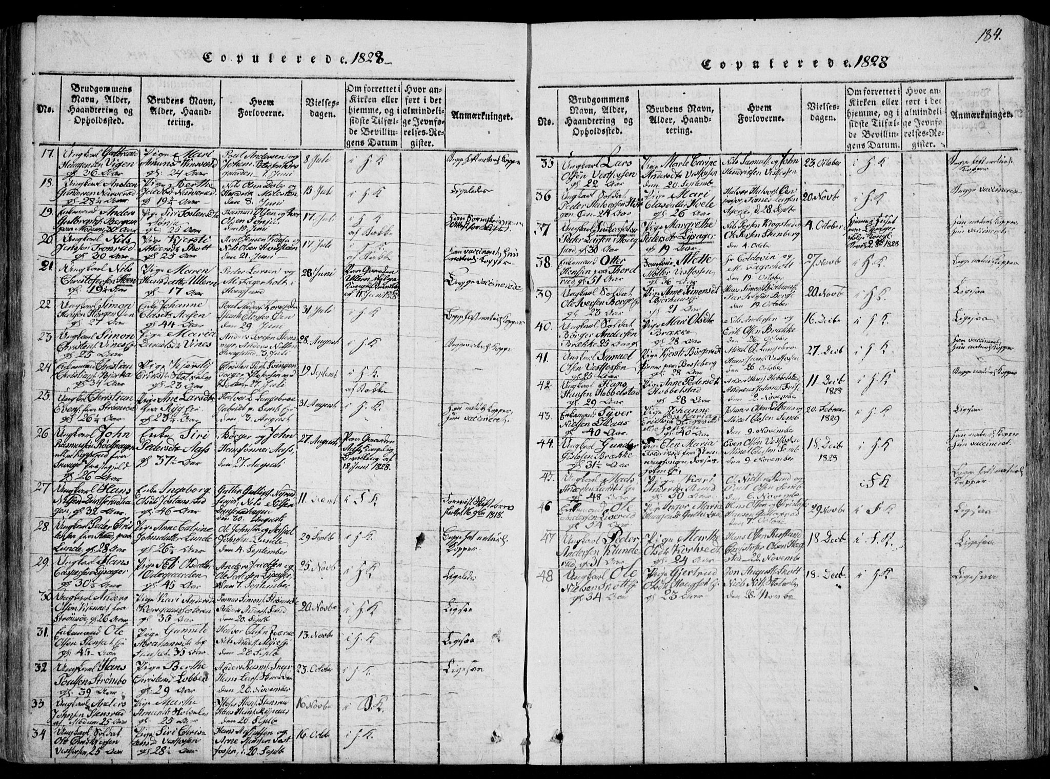 Eiker kirkebøker, AV/SAKO-A-4/F/Fa/L0012: Ministerialbok nr. I 12, 1827-1832, s. 184