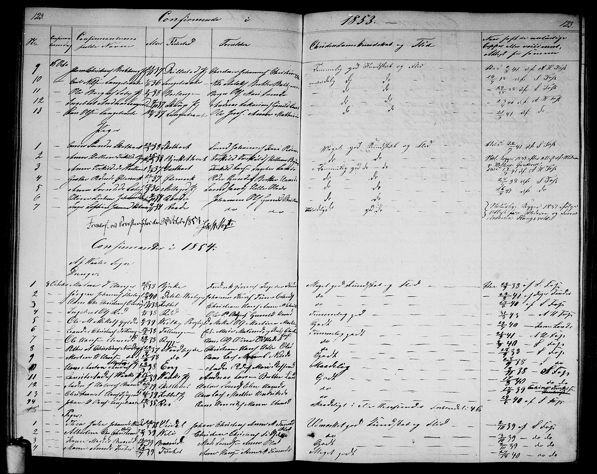 Våler prestekontor Kirkebøker, AV/SAO-A-11083/G/Ga/L0002: Klokkerbok nr. I 2, 1839-1860, s. 123