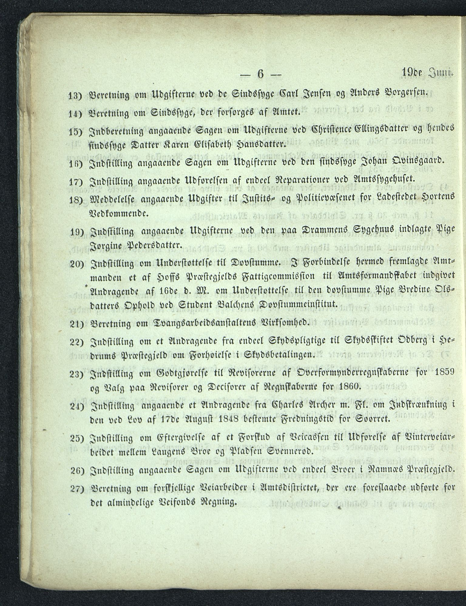 Vestfold fylkeskommune. Fylkestinget, VEMU/A-1315/A/Ab/Abb/L0006: Fylkestingsforhandlinger, 1860