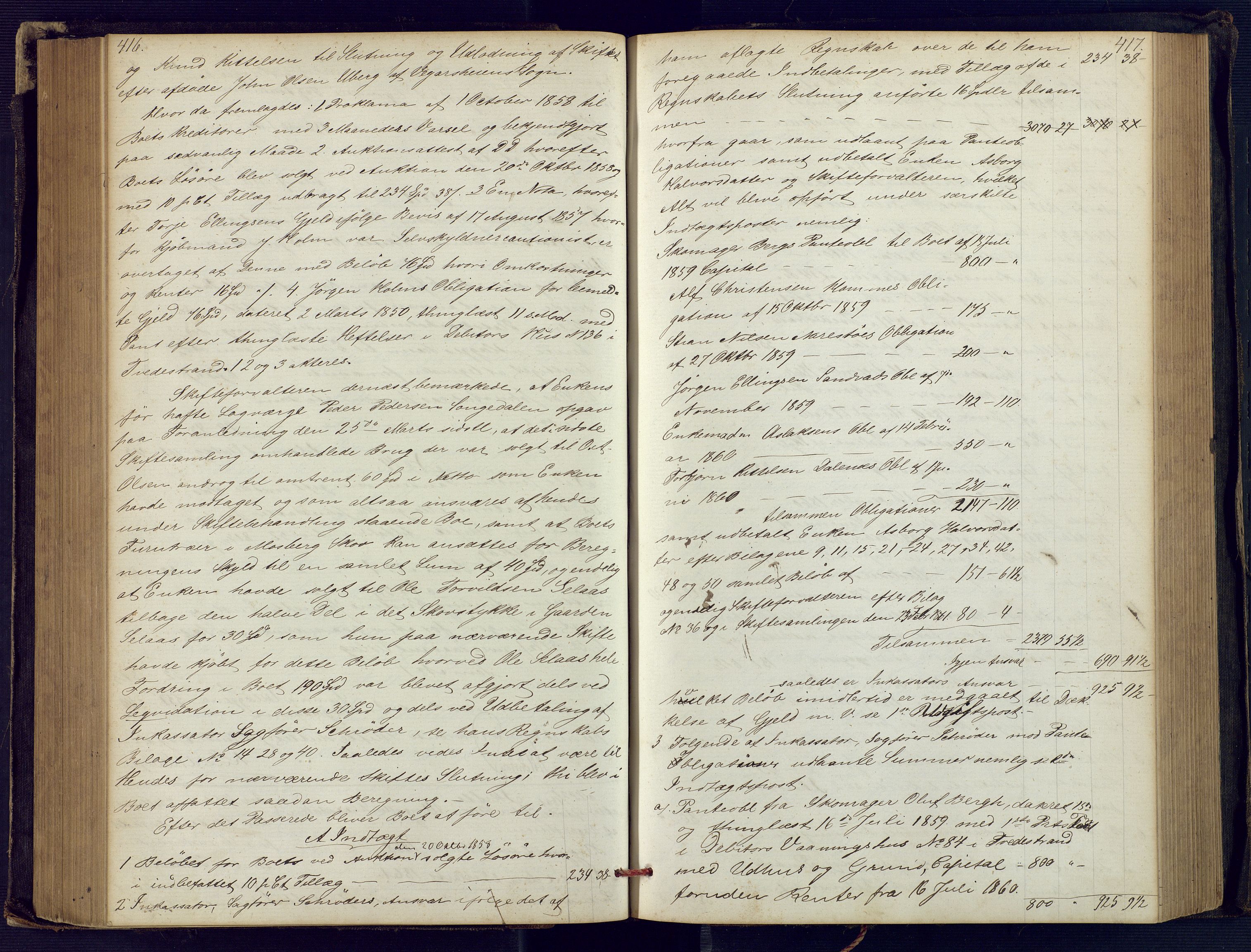 Holt sorenskriveri, SAK/1221-0002/H/Hc/L0029: Skifteutlodningsprotokoll nr. 4 med løst register, 1857-1862, s. 416-417