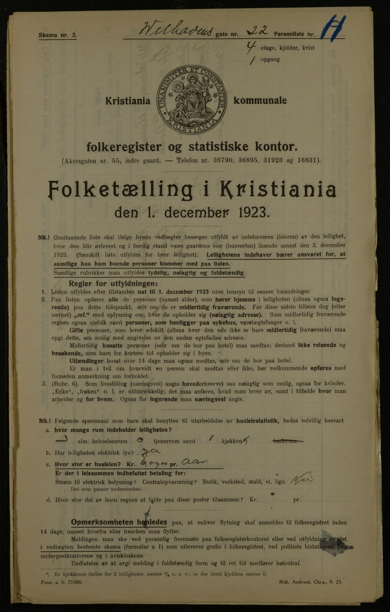 OBA, Kommunal folketelling 1.12.1923 for Kristiania, 1923, s. 140991