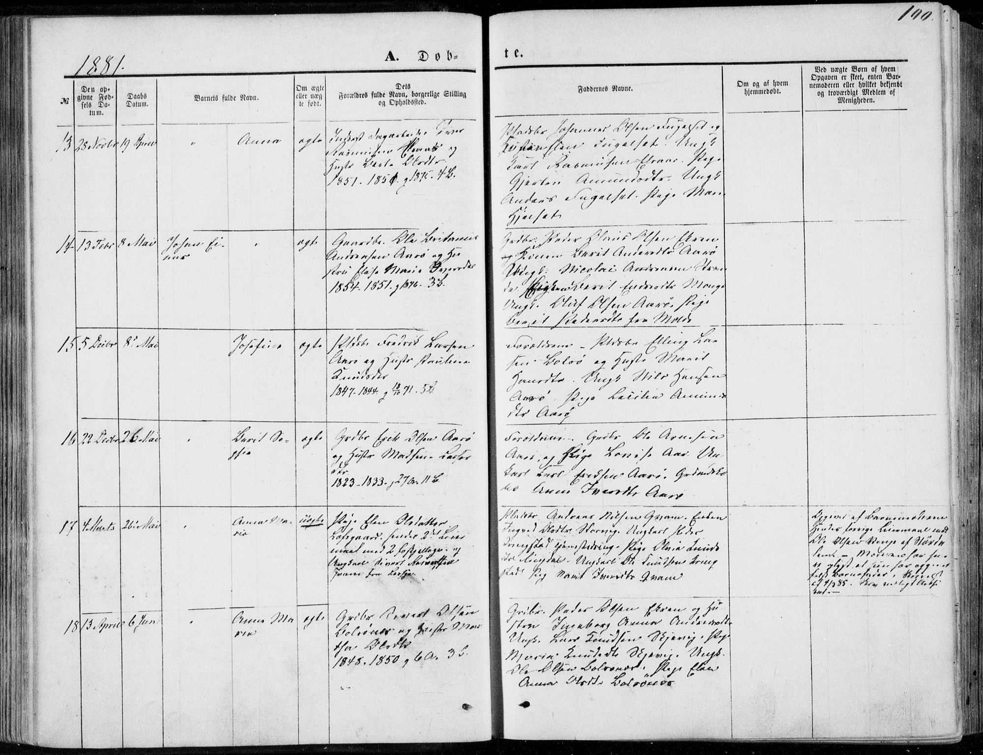 Ministerialprotokoller, klokkerbøker og fødselsregistre - Møre og Romsdal, SAT/A-1454/555/L0655: Ministerialbok nr. 555A05, 1869-1886, s. 100