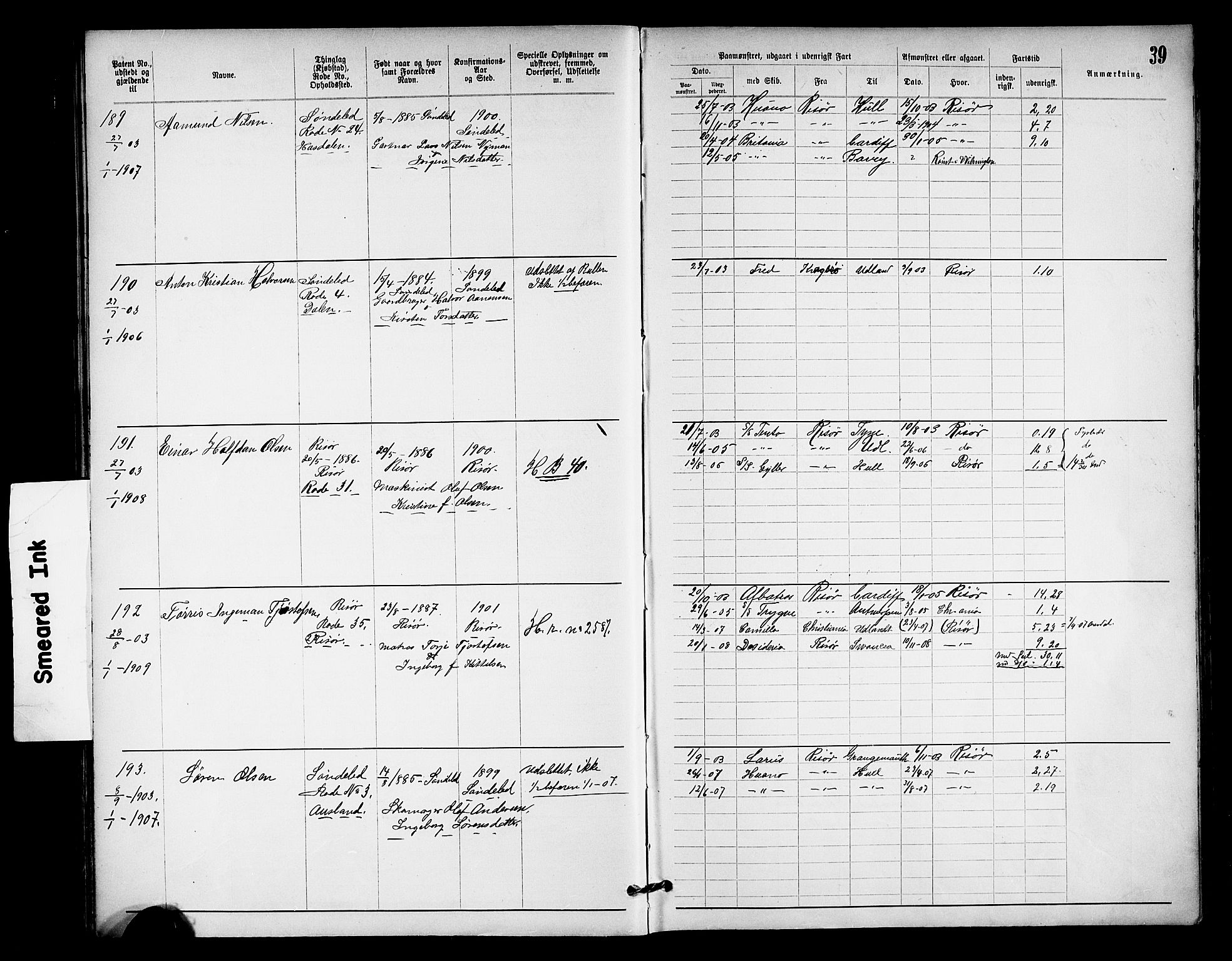 Risør mønstringskrets, AV/SAK-2031-0010/F/Fa/L0004: Annotasjonsrulle nr 1914-1915 og nr 1-477, T-8, 1899-1911, s. 41