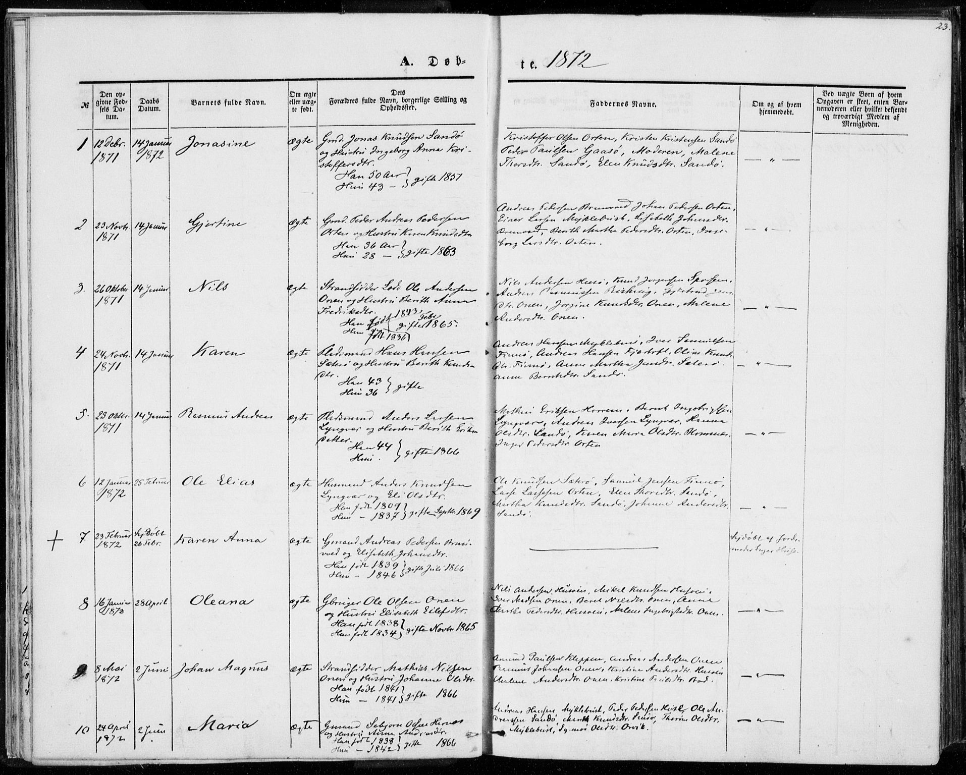 Ministerialprotokoller, klokkerbøker og fødselsregistre - Møre og Romsdal, SAT/A-1454/561/L0728: Ministerialbok nr. 561A02, 1858-1878, s. 23