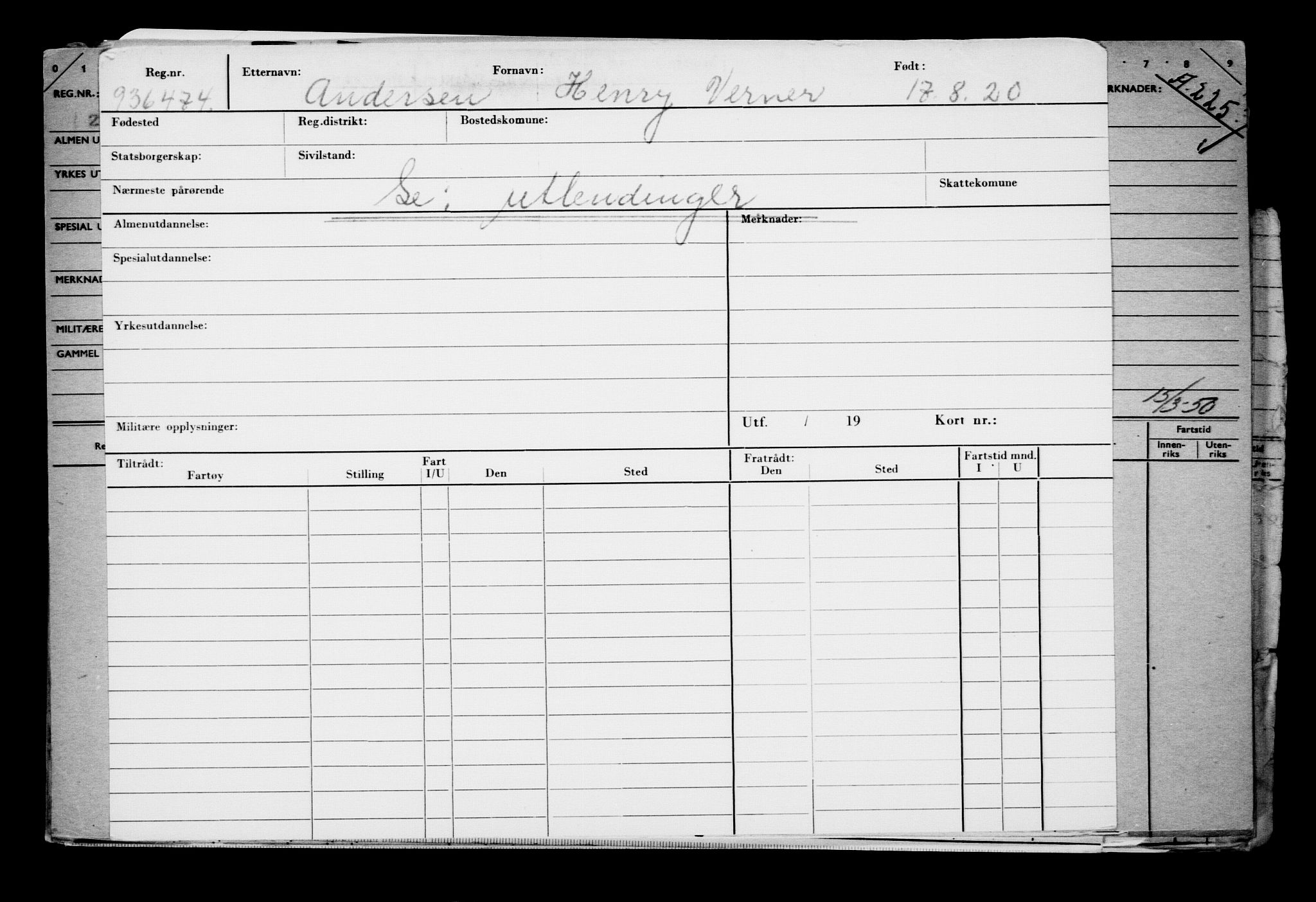 Direktoratet for sjømenn, AV/RA-S-3545/G/Gb/L0184: Hovedkort, 1920, s. 372