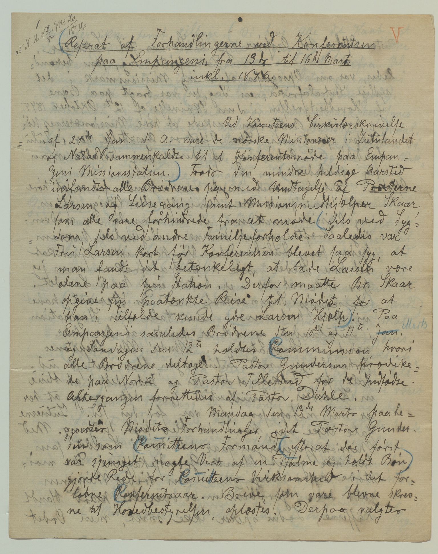 Det Norske Misjonsselskap - hovedadministrasjonen, VID/MA-A-1045/D/Da/Daa/L0035/0002: Konferansereferat og årsberetninger / Konferansereferat fra Sør-Afrika., 1876
