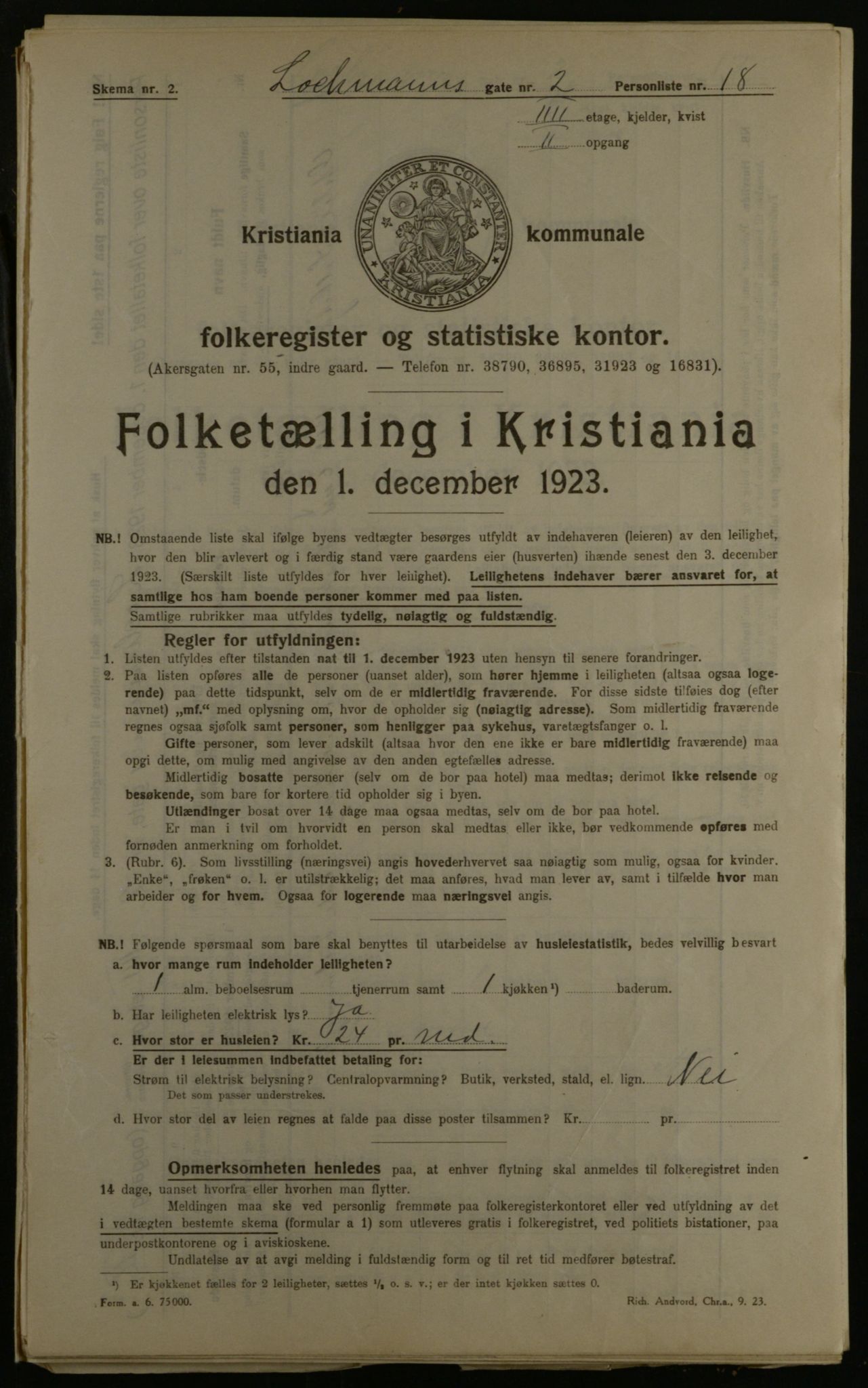 OBA, Kommunal folketelling 1.12.1923 for Kristiania, 1923, s. 64748