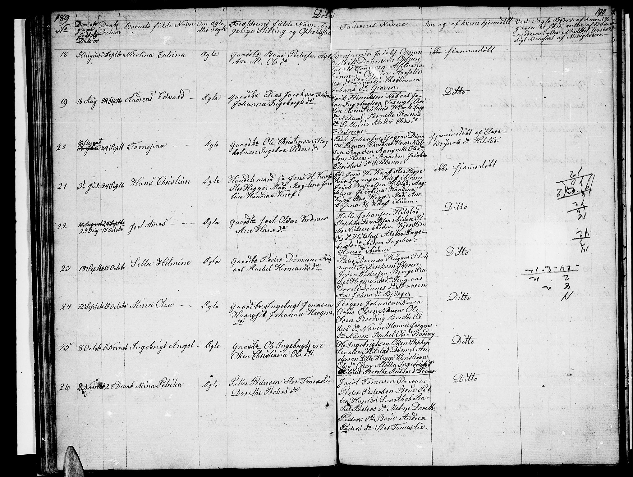 Ministerialprotokoller, klokkerbøker og fødselsregistre - Nordland, AV/SAT-A-1459/814/L0228: Klokkerbok nr. 814C01, 1838-1858, s. 189-190
