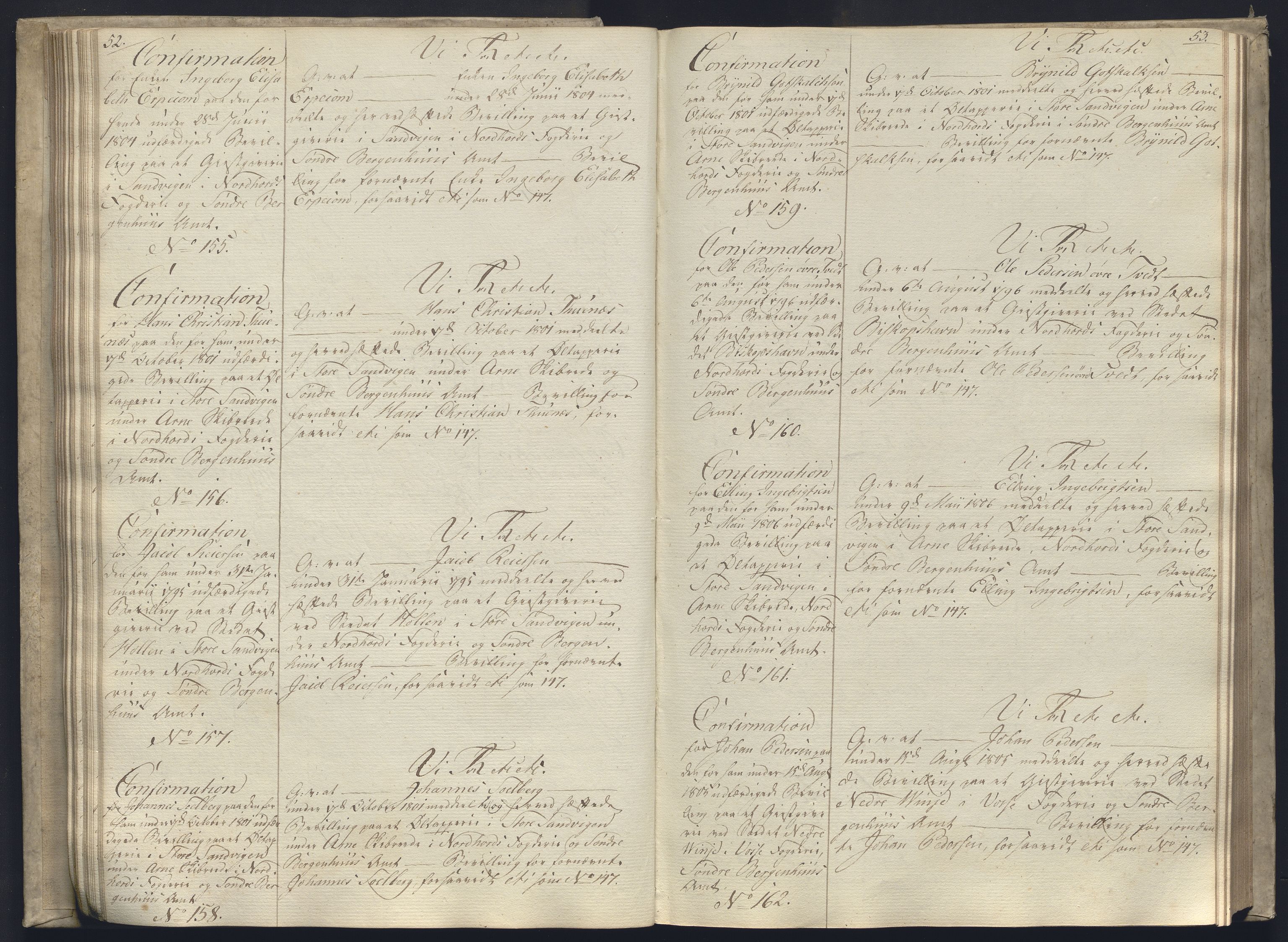 Rentekammeret, Kammerkanselliet, AV/RA-EA-3111/G/Gg/Ggc/Ggca/L0003: Norsk konfirmasjonsekspedisjonsprotokoll, 1813, s. 52-53