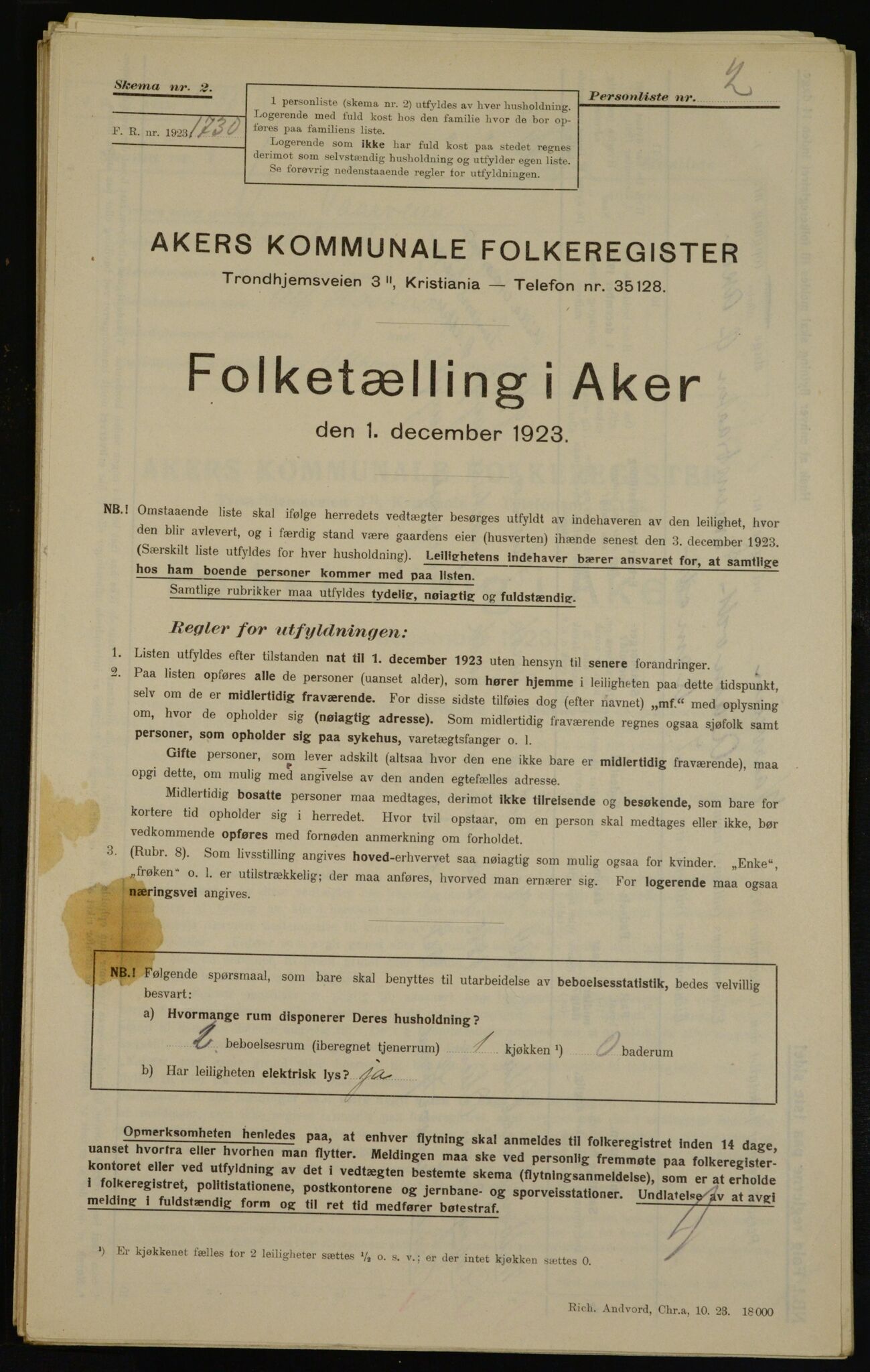 , Kommunal folketelling 1.12.1923 for Aker, 1923, s. 46485