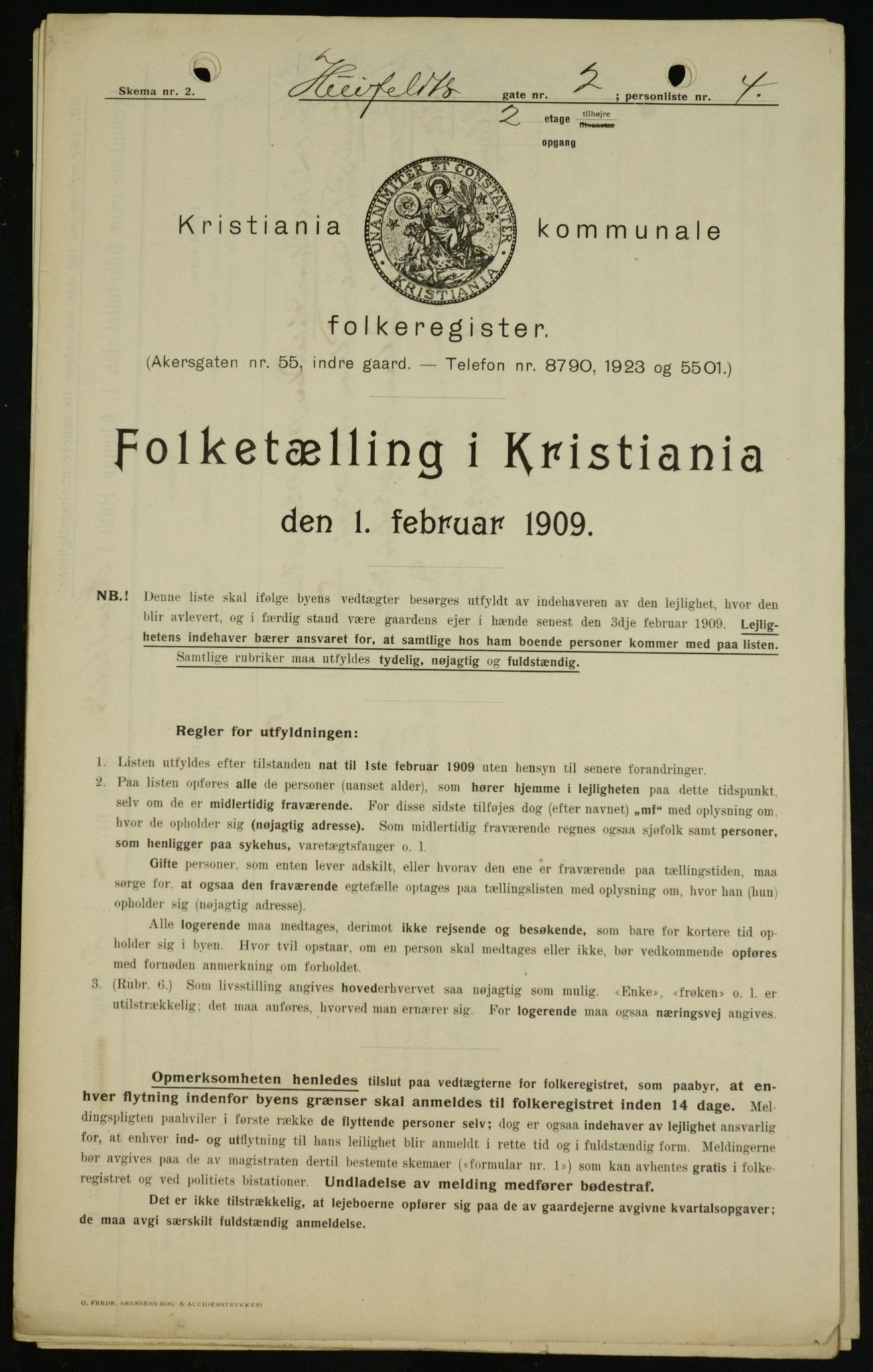 OBA, Kommunal folketelling 1.2.1909 for Kristiania kjøpstad, 1909, s. 37687