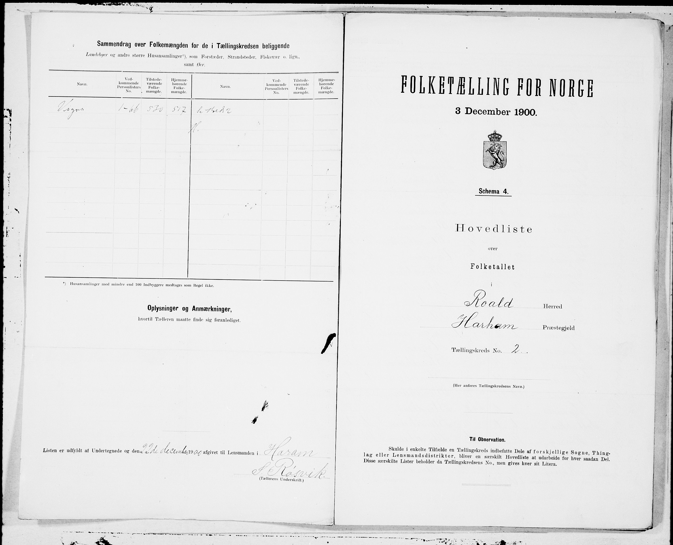 SAT, Folketelling 1900 for 1533 Roald herred, 1900, s. 4