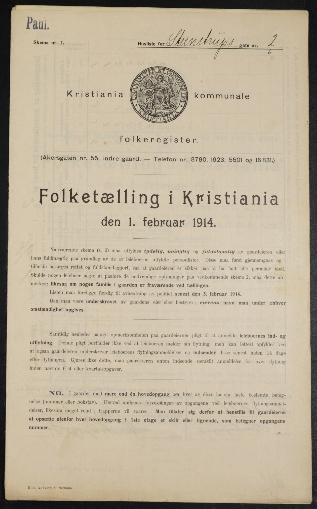 OBA, Kommunal folketelling 1.2.1914 for Kristiania, 1914, s. 100811