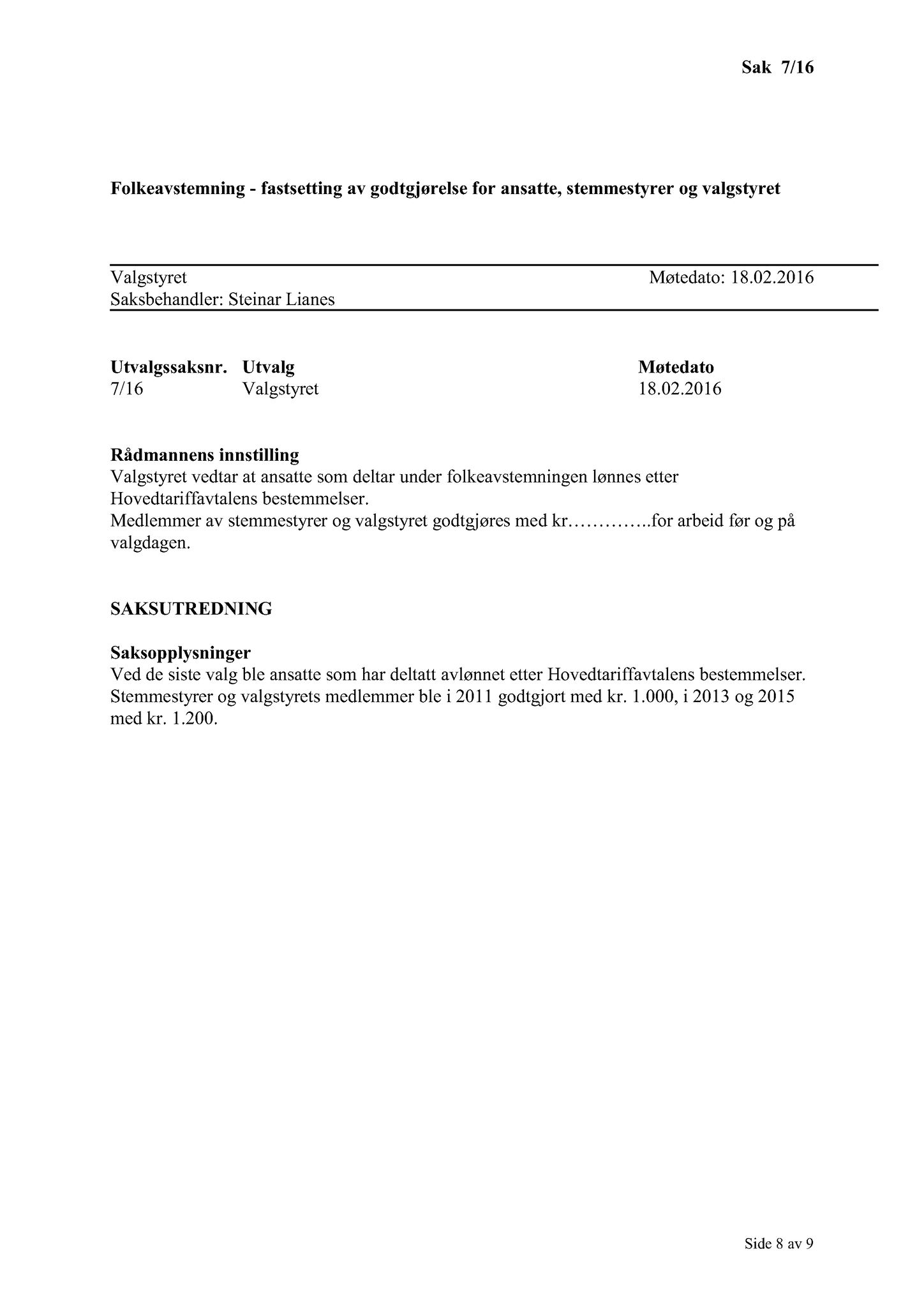 Klæbu Kommune, TRKO/KK/10-VS/L002: Valgstyret - Møtedokumenter, 2016, s. 9