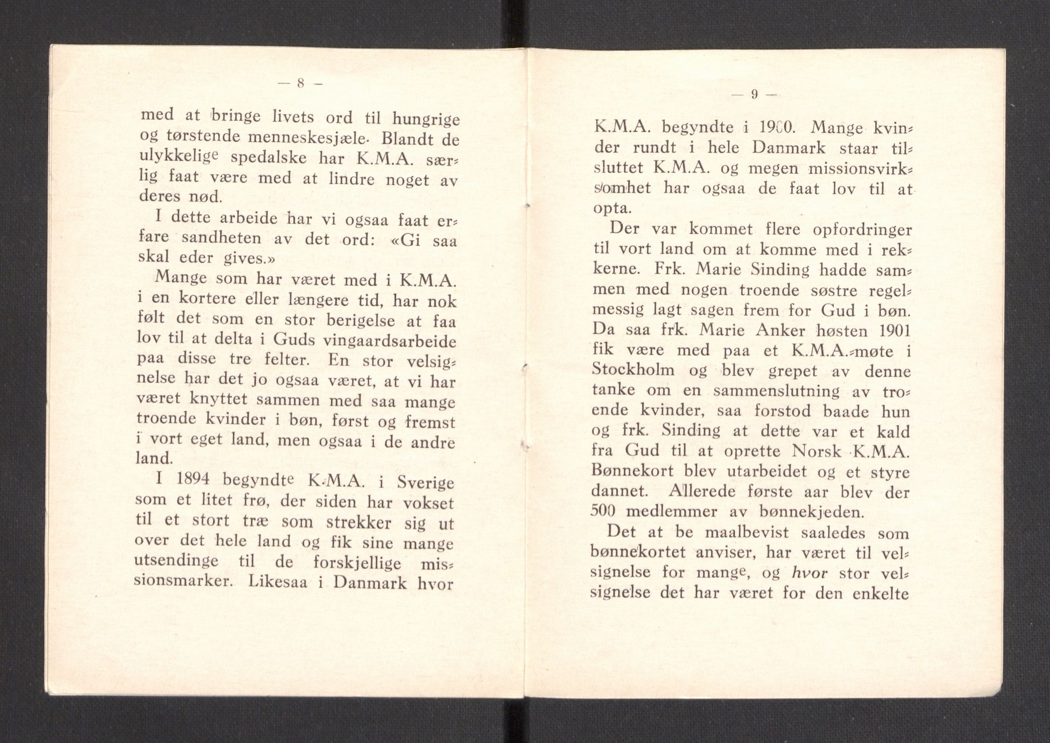 Kvinnelige Misjonsarbeidere, AV/RA-PA-0699/F/Fa/L0001/0008: -- / Trykte beretninger. 10-, 20, 25, og 30-årsjubileum, 1902-1932