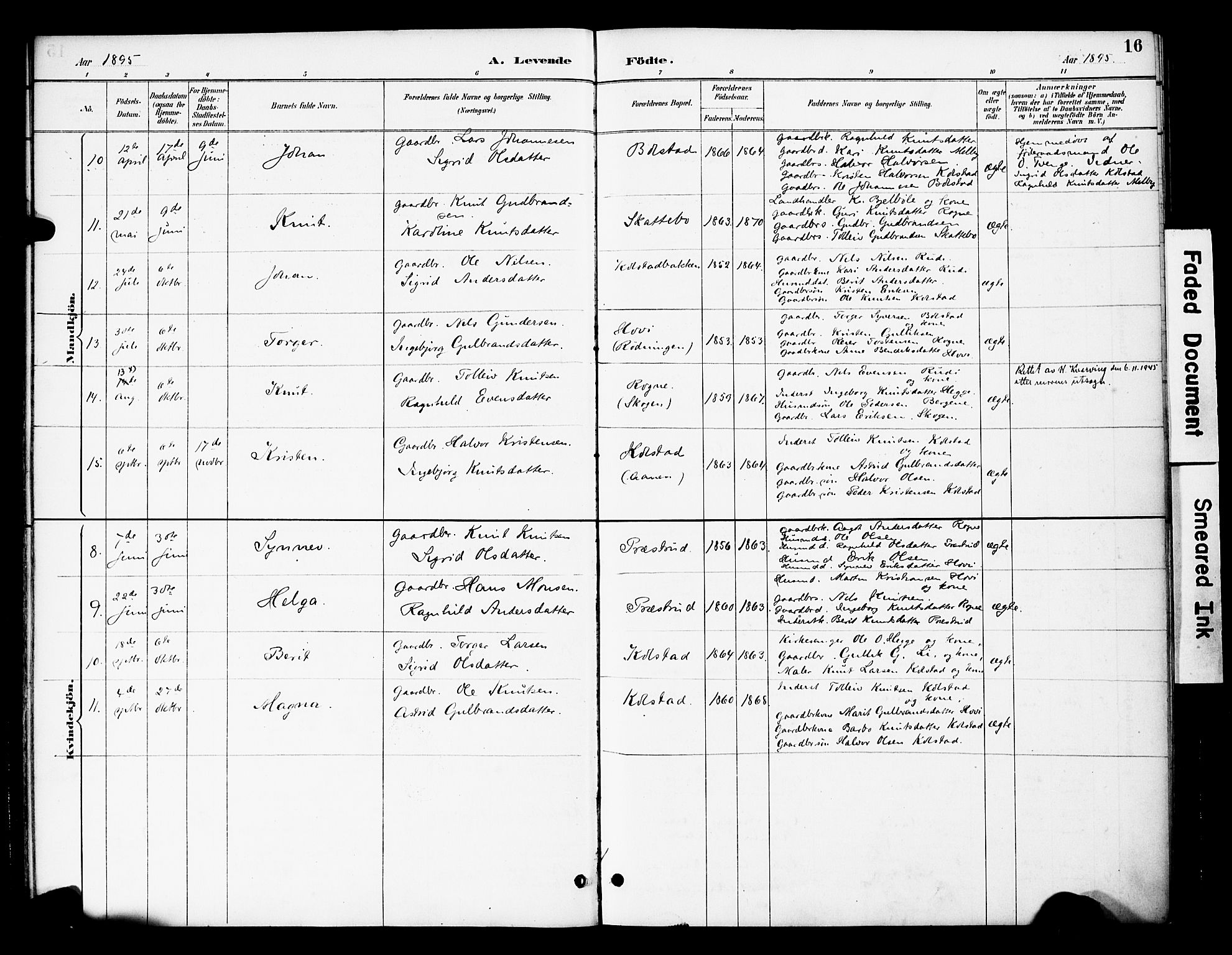Øystre Slidre prestekontor, AV/SAH-PREST-138/H/Ha/Haa/L0003: Ministerialbok nr. 3, 1887-1910, s. 16