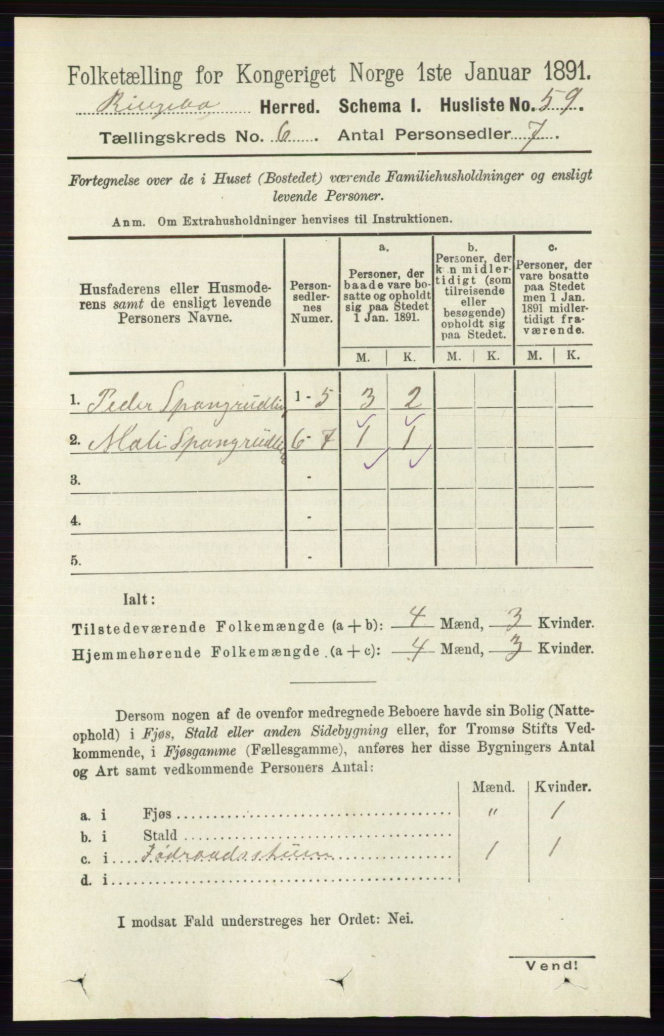 RA, Folketelling 1891 for 0520 Ringebu herred, 1891, s. 2422