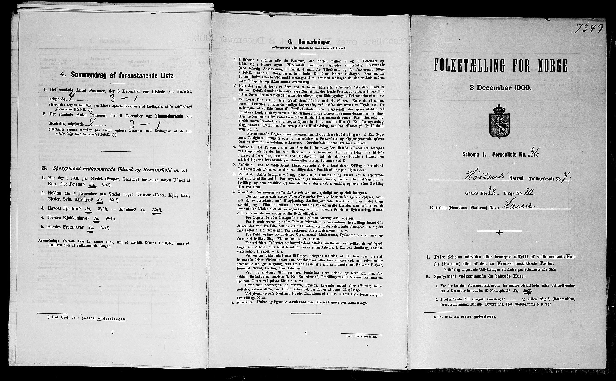 SAST, Folketelling 1900 for 1123 Høyland herred, 1900, s. 664