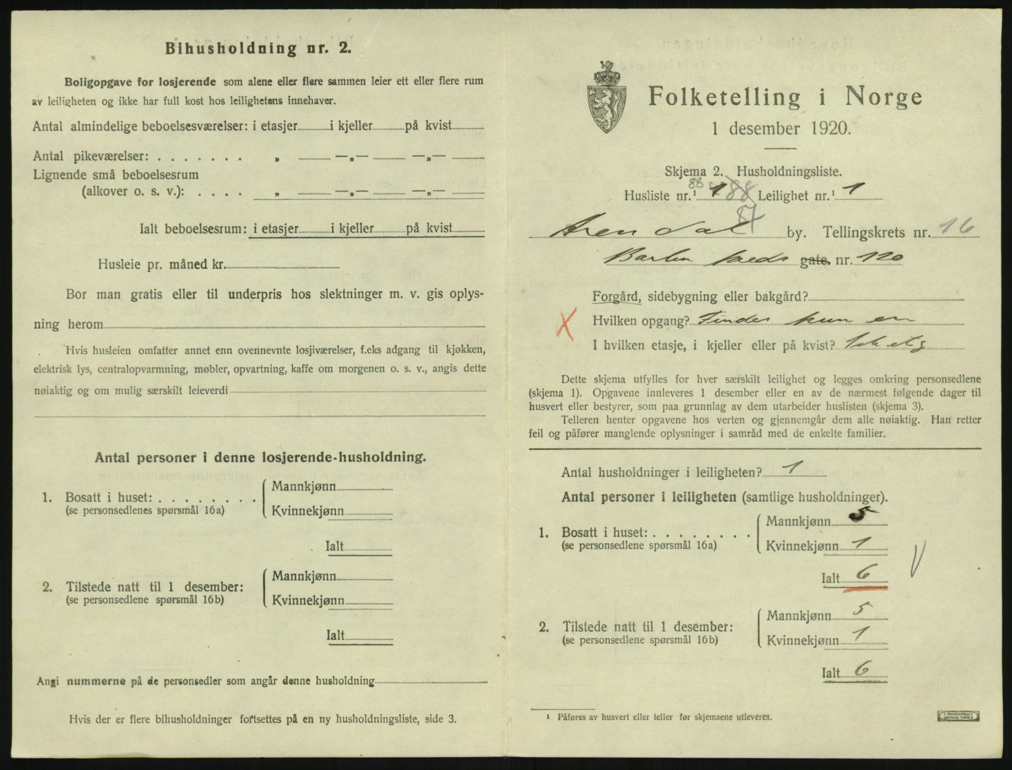 SAK, Folketelling 1920 for 0903 Arendal kjøpstad, 1920, s. 7624