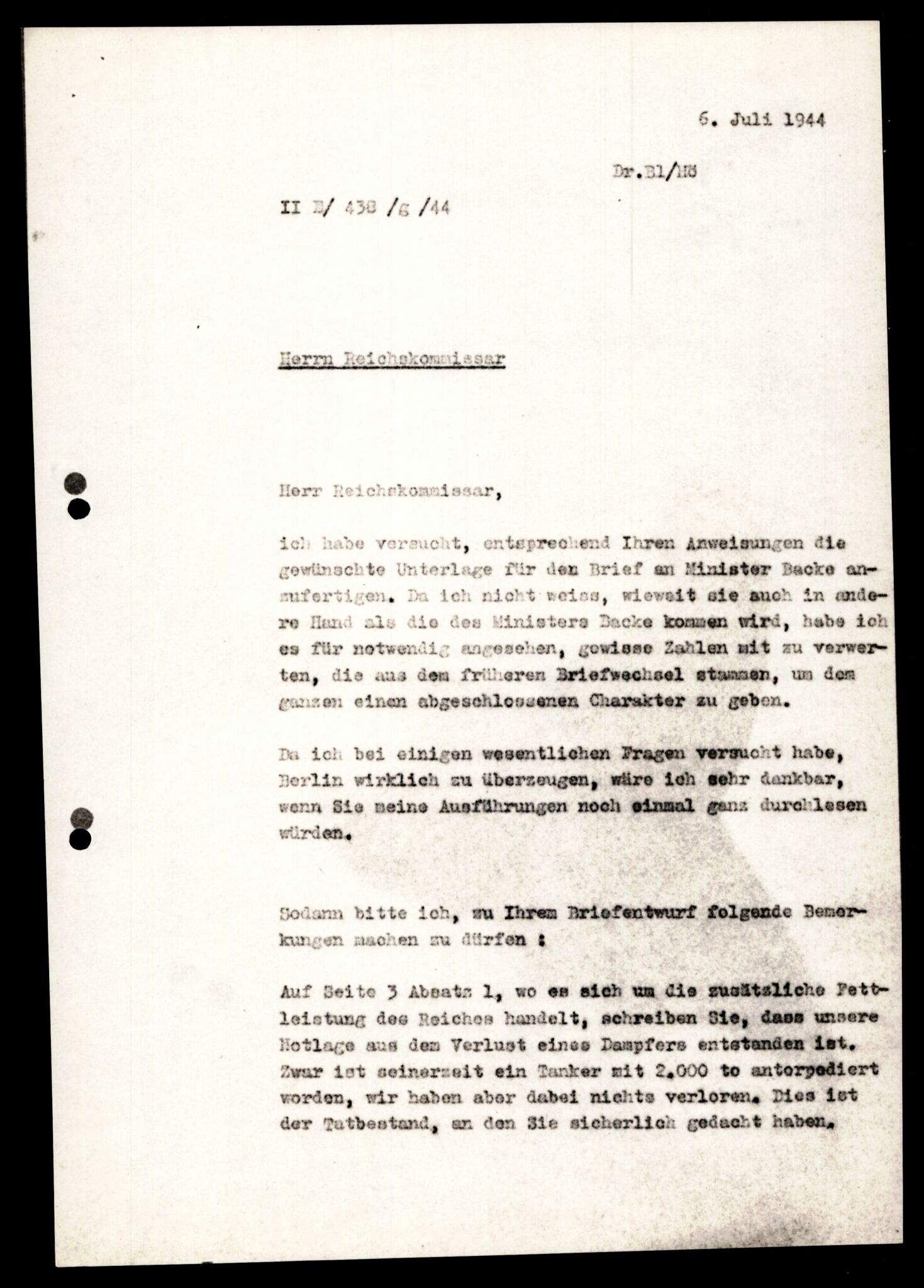 Forsvarets Overkommando. 2 kontor. Arkiv 11.4. Spredte tyske arkivsaker, AV/RA-RAFA-7031/D/Dar/Darb/L0002: Reichskommissariat, 1940-1945, s. 1243