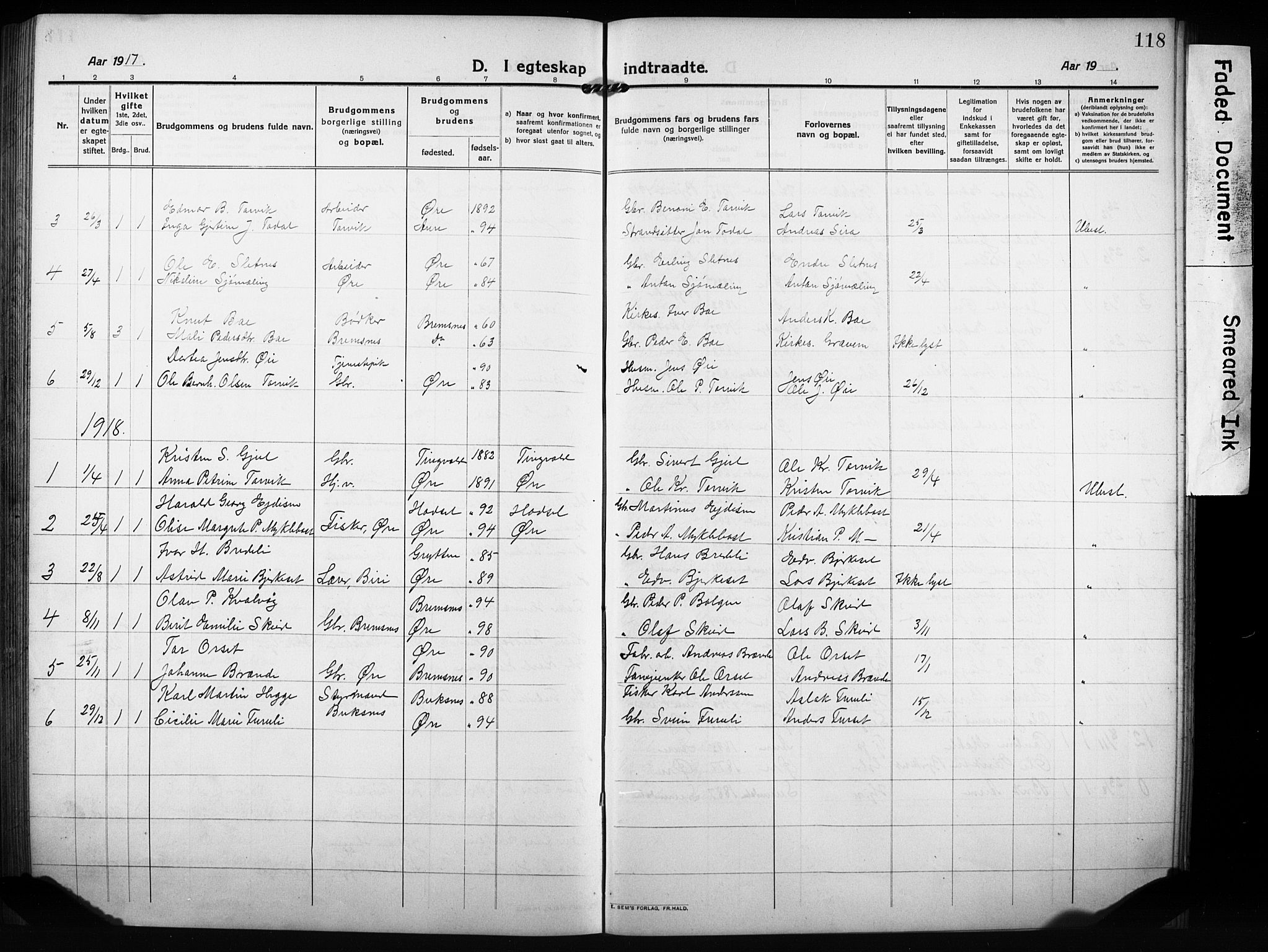 Ministerialprotokoller, klokkerbøker og fødselsregistre - Møre og Romsdal, AV/SAT-A-1454/584/L0970: Klokkerbok nr. 584C03, 1912-1932, s. 118