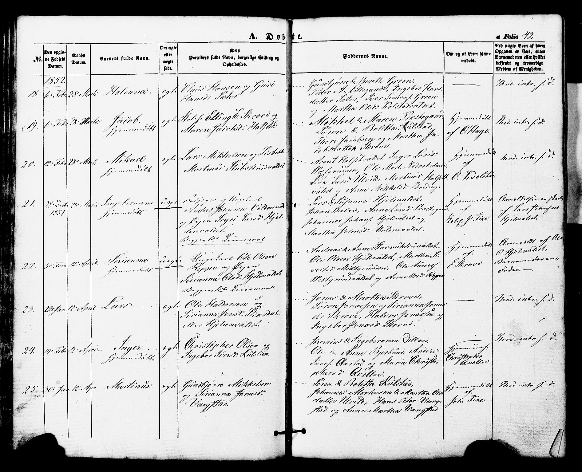 Ministerialprotokoller, klokkerbøker og fødselsregistre - Nord-Trøndelag, SAT/A-1458/724/L0268: Klokkerbok nr. 724C04, 1846-1878, s. 42