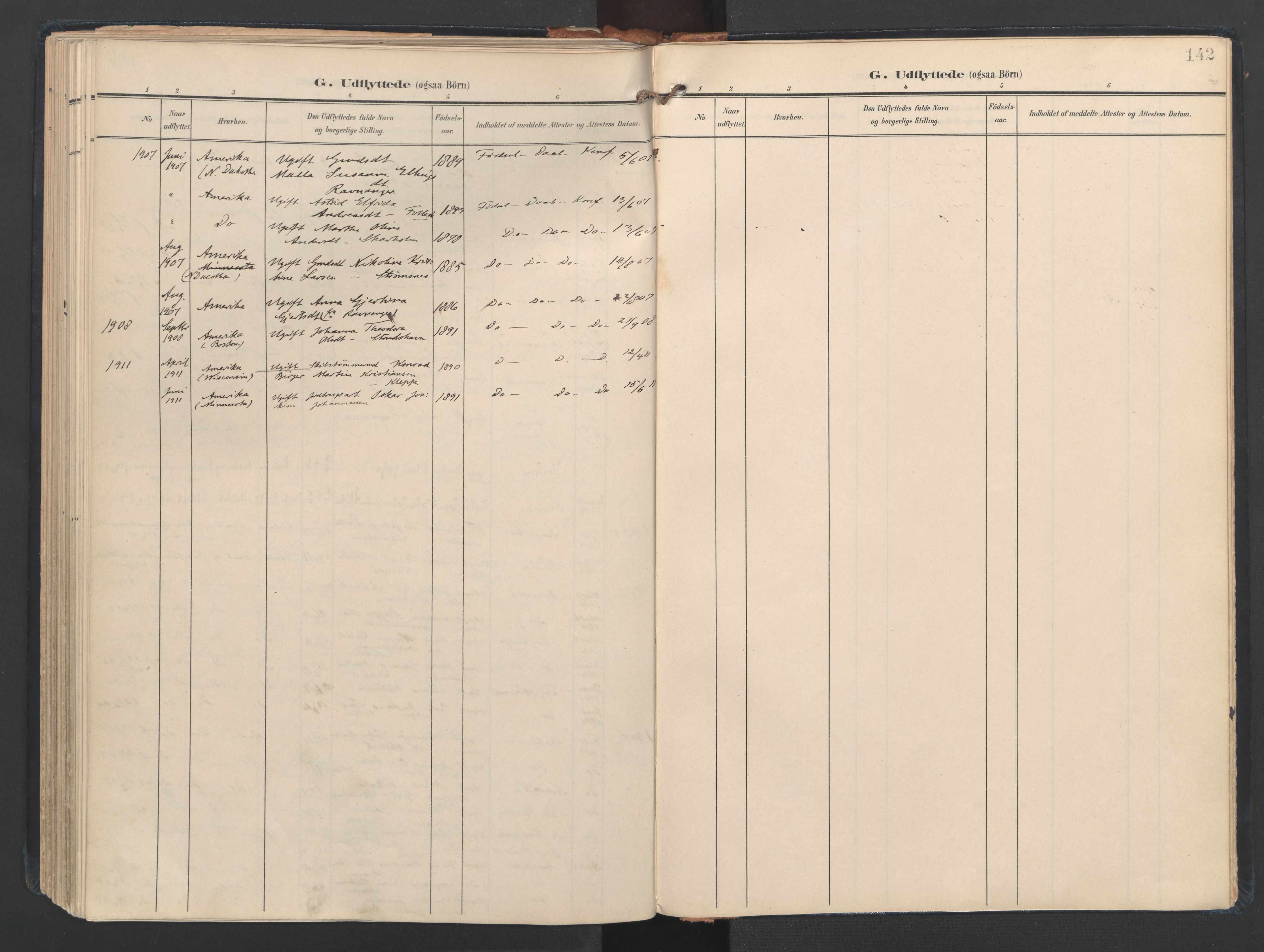 Askøy Sokneprestembete, SAB/A-74101/H/Ha/Haa/Haad/L0001: Ministerialbok nr. D 1, 1902-1916, s. 142