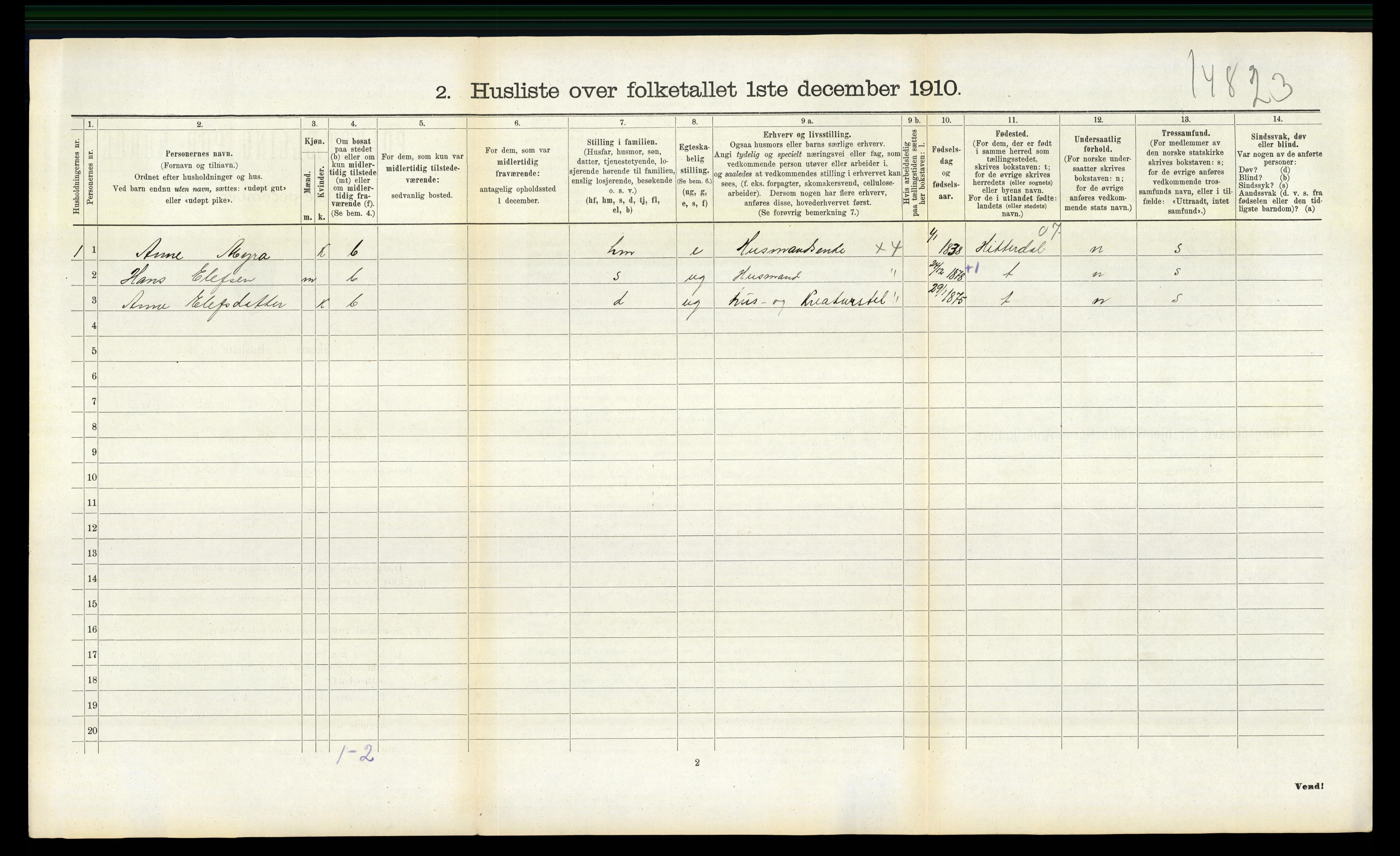 RA, Folketelling 1910 for 0824 Gransherad herred, 1910, s. 369