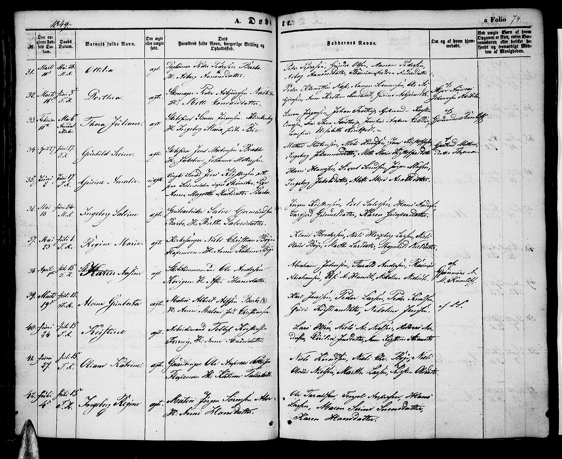 Tromøy sokneprestkontor, AV/SAK-1111-0041/F/Fa/L0005: Ministerialbok nr. A 5, 1847-1856, s. 74