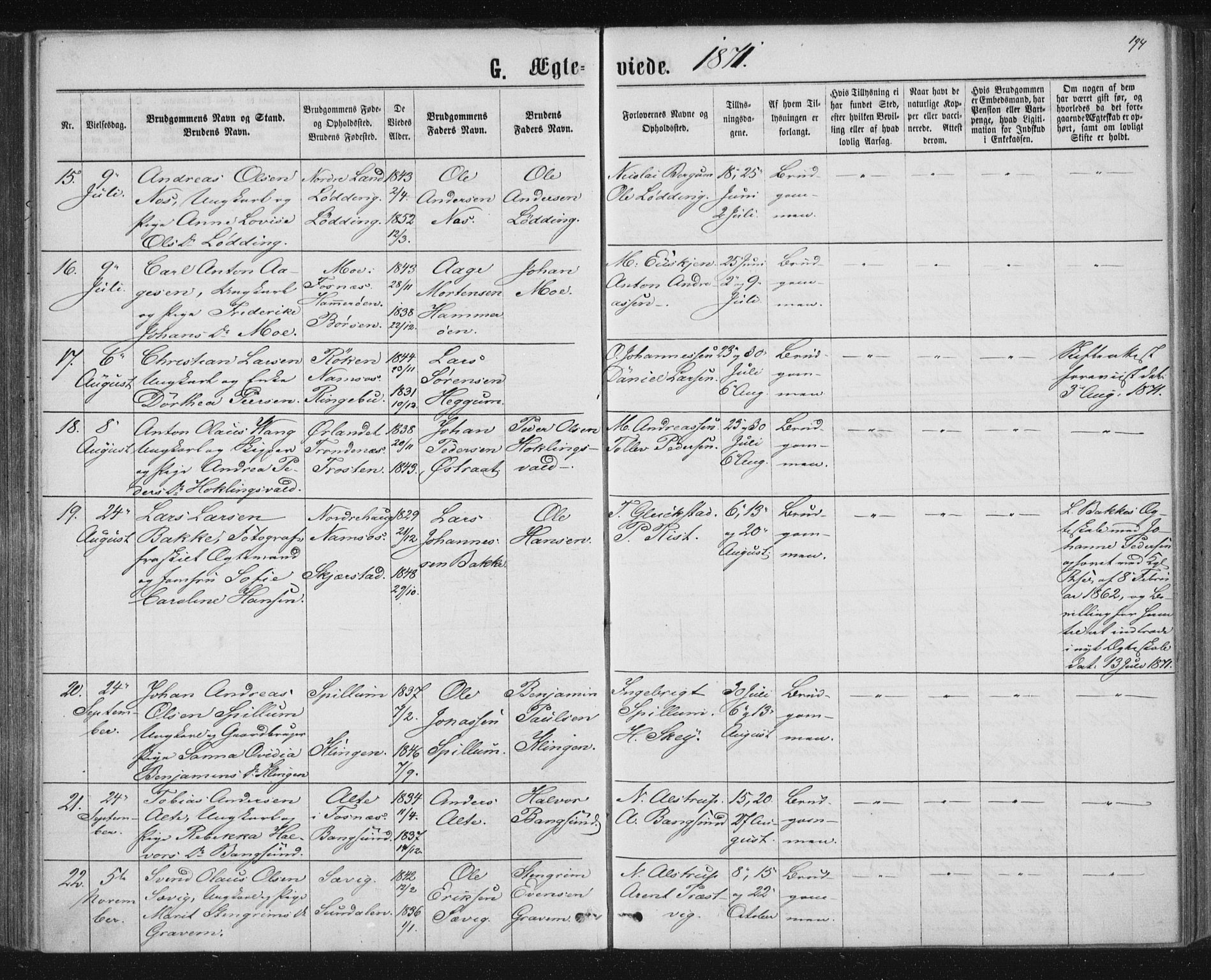 Ministerialprotokoller, klokkerbøker og fødselsregistre - Nord-Trøndelag, SAT/A-1458/768/L0570: Ministerialbok nr. 768A05, 1865-1874, s. 194