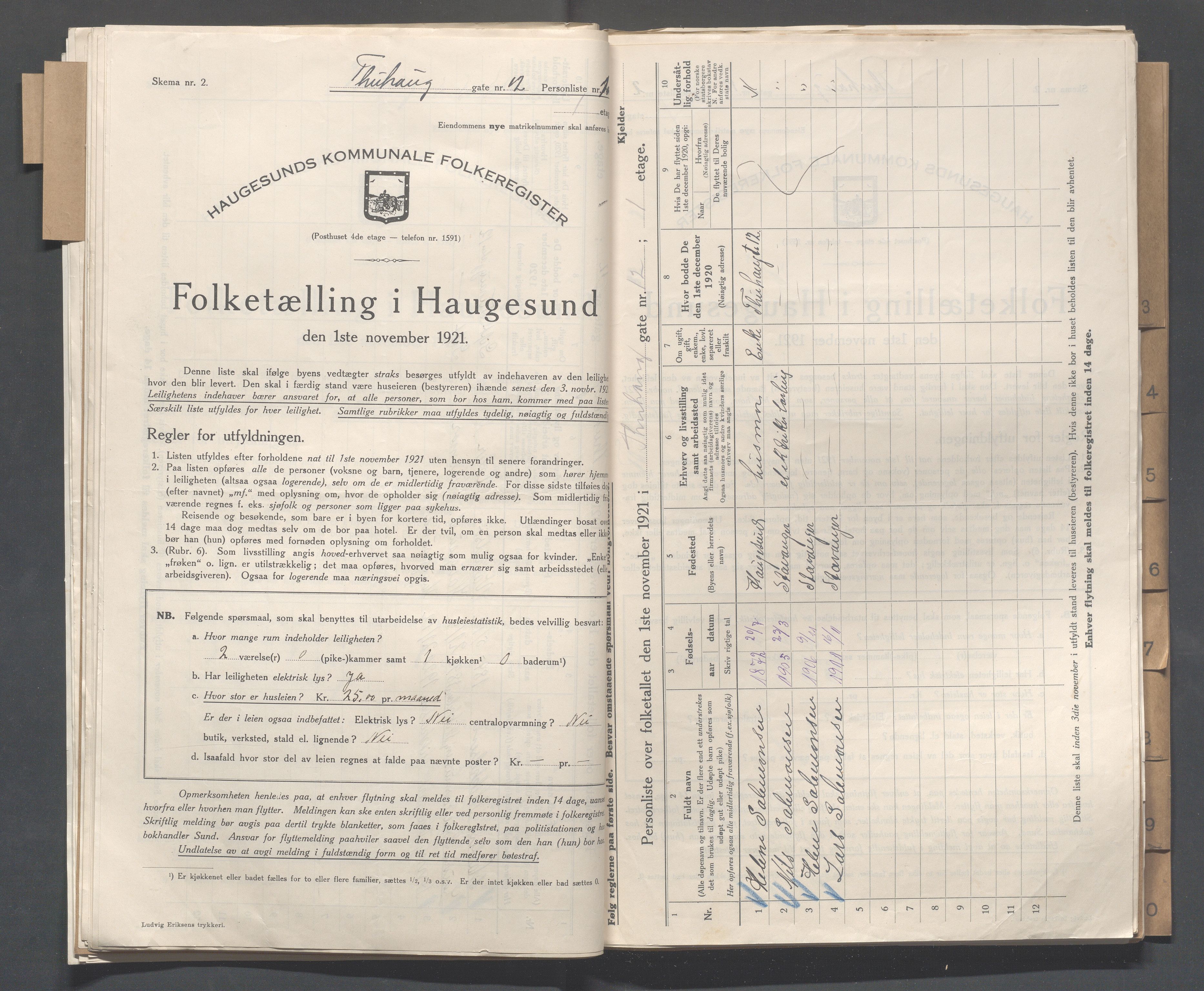 IKAR, Kommunal folketelling 1.11.1921 for Haugesund, 1921, s. 5424