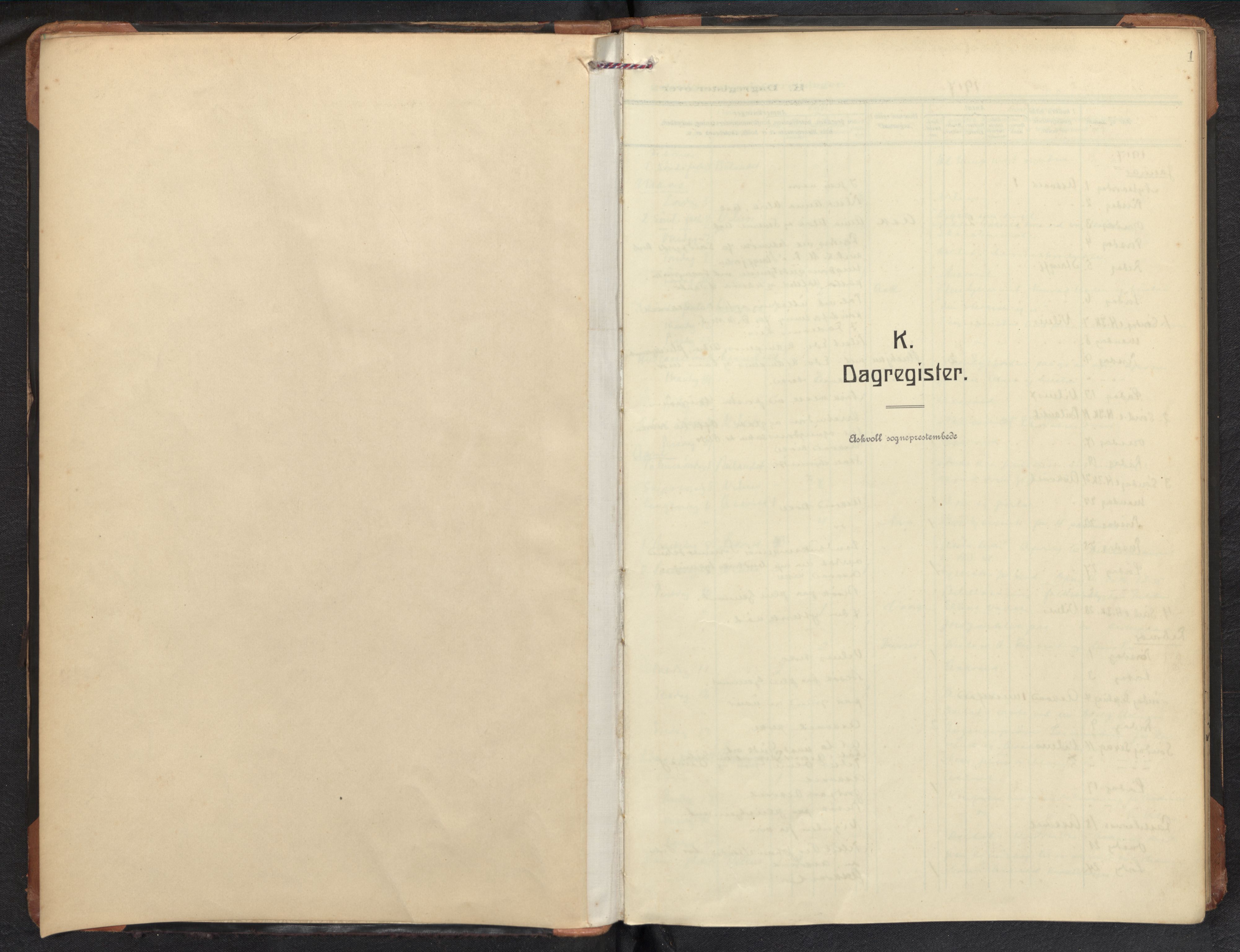 Askvoll sokneprestembete, SAB/A-79501/H/Haa/Haad/L0003: Dagregister nr. D 3, 1917-1940, s. 0b-1a
