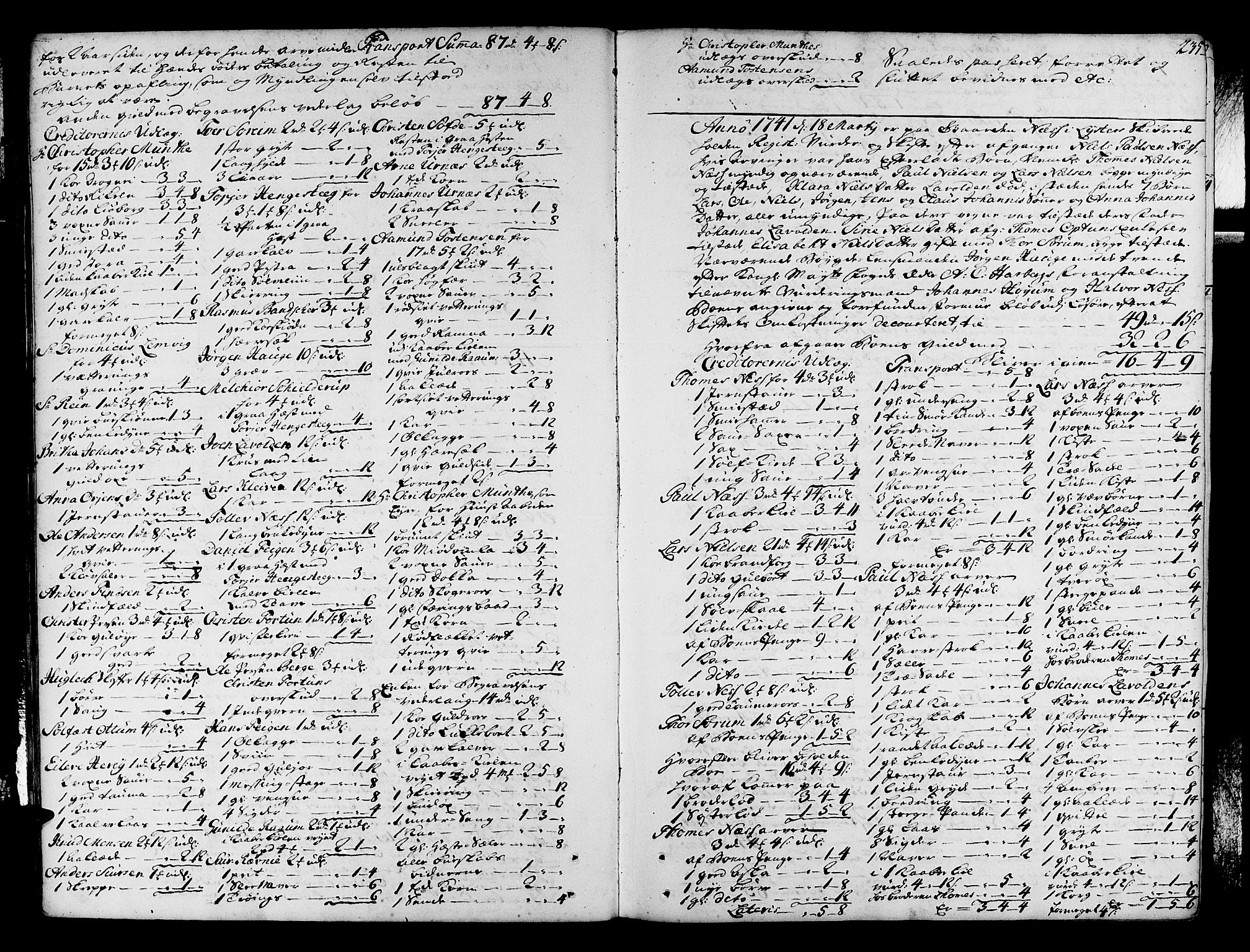 Indre Sogn tingrett, AV/SAB-A-3301/1/H/Ha/L0005b: Skifteprotokoll 5b, 1741-1748, s. 234b-235a