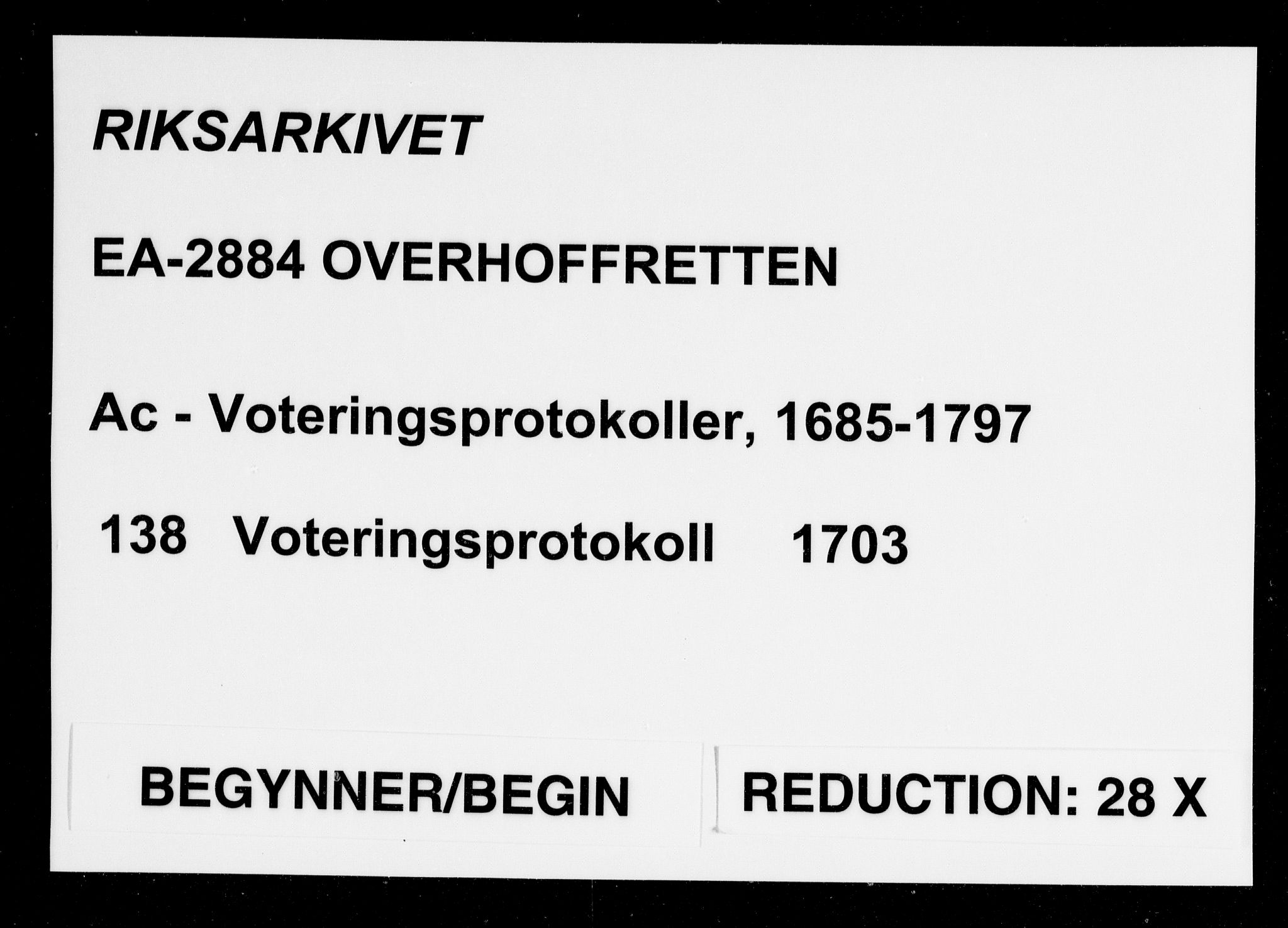 Overhoffretten 1667-1797, RA/EA-2884/Ac/L0138: Voteringsprotokoll, 1703