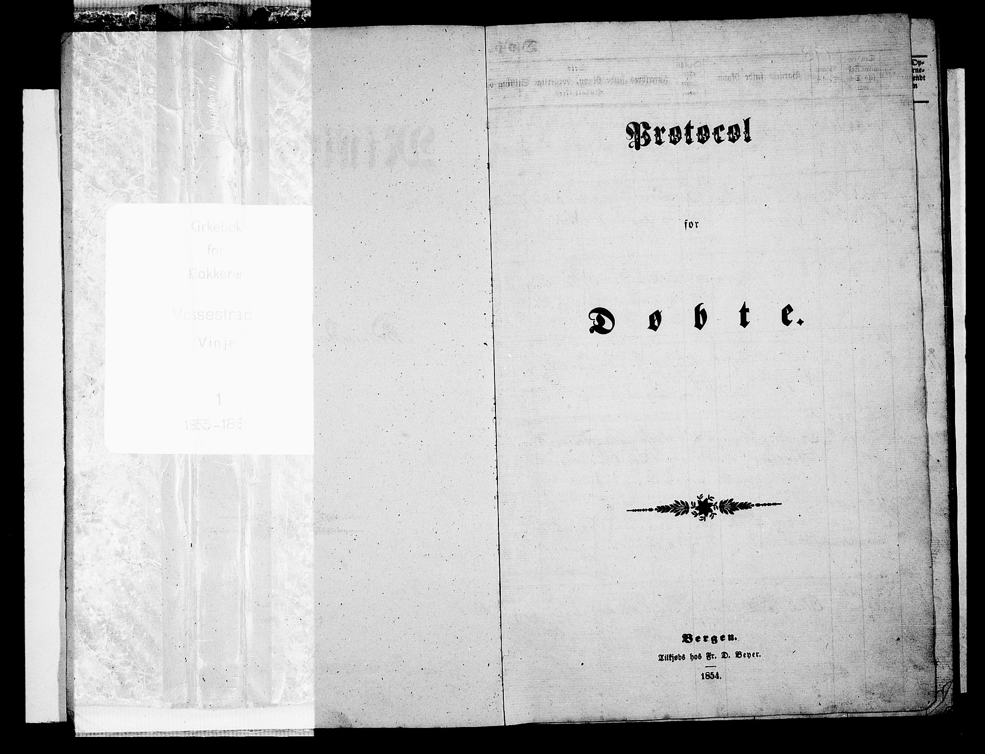 Vossestrand Sokneprestembete, SAB/A-79101/H/Hab: Klokkerbok nr. B 1, 1855-1867
