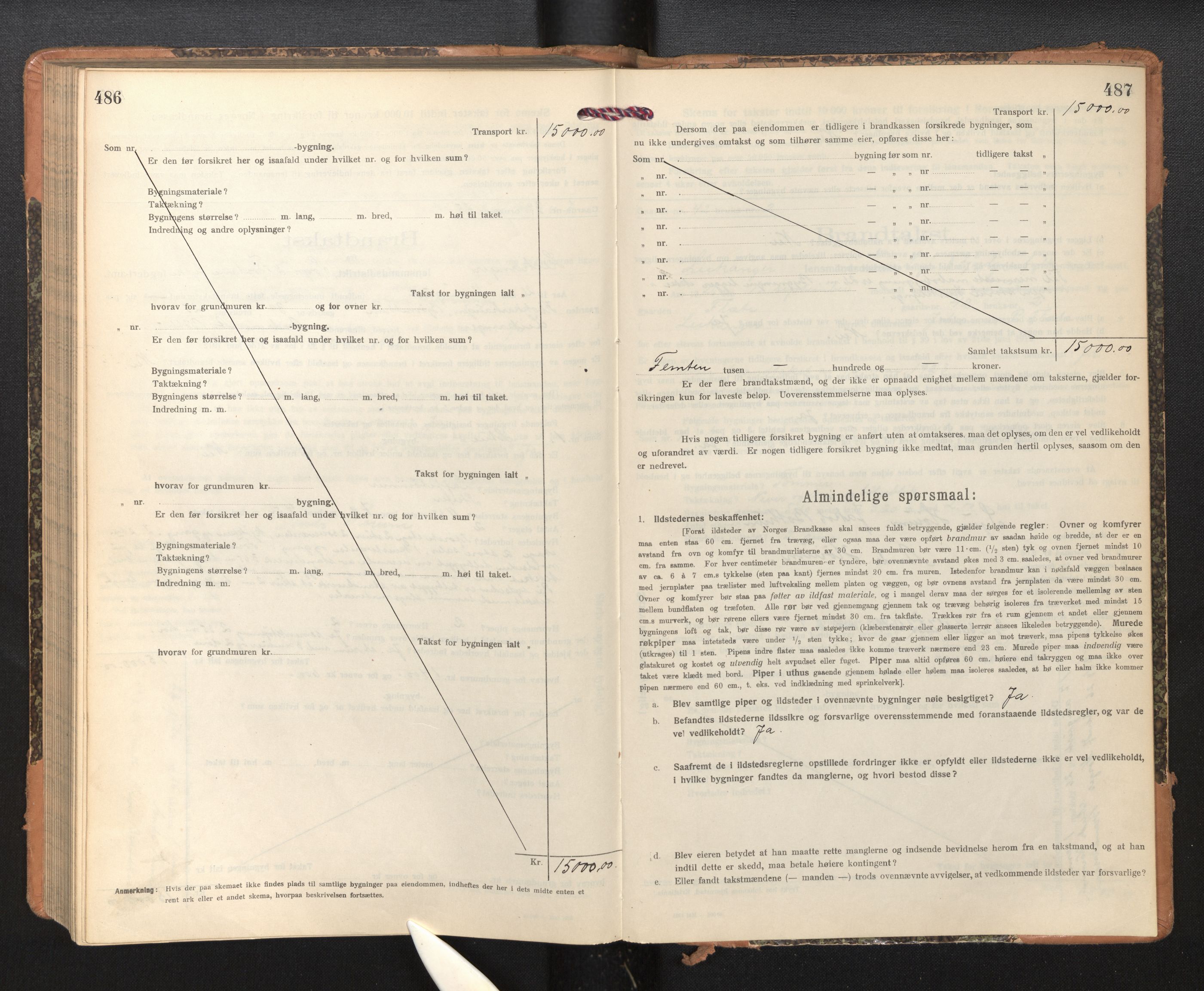 Lensmannen i Leikanger, AV/SAB-A-29201/0012/L0006: Branntakstprotokoll, skjematakst, 1920-1926, s. 486-487