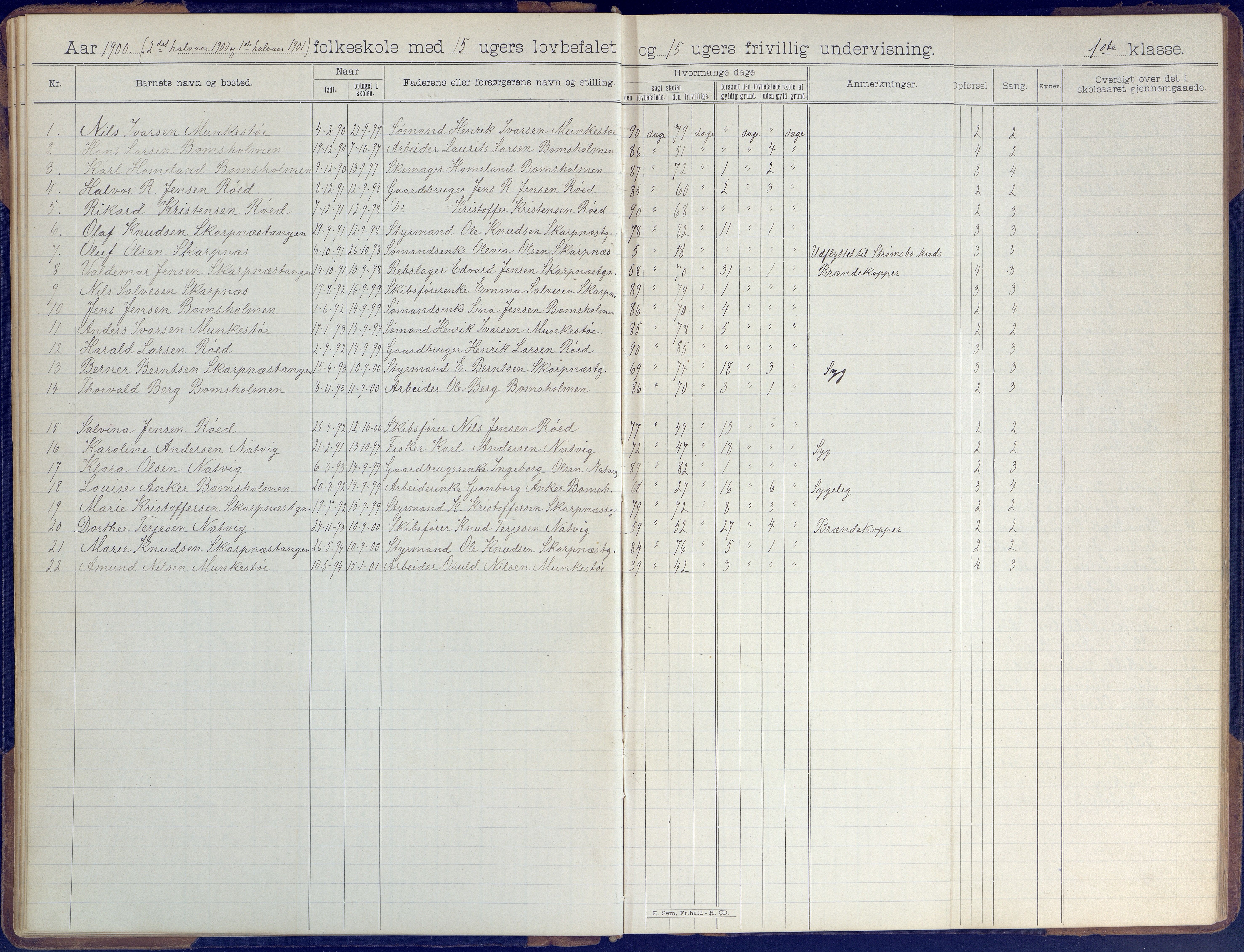 Øyestad kommune frem til 1979, AAKS/KA0920-PK/06/06B/L0001: Skoleprotokoll, 1896-1947