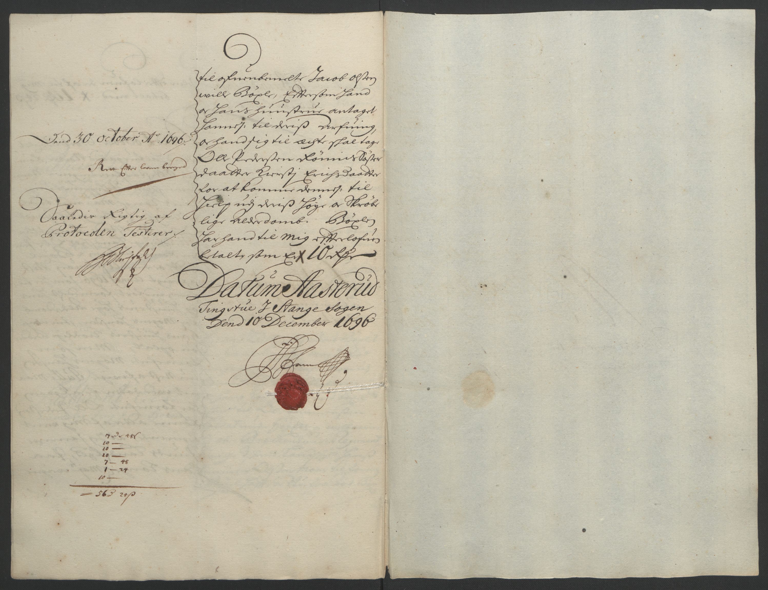 Rentekammeret inntil 1814, Reviderte regnskaper, Fogderegnskap, RA/EA-4092/R16/L1036: Fogderegnskap Hedmark, 1695-1696, s. 324