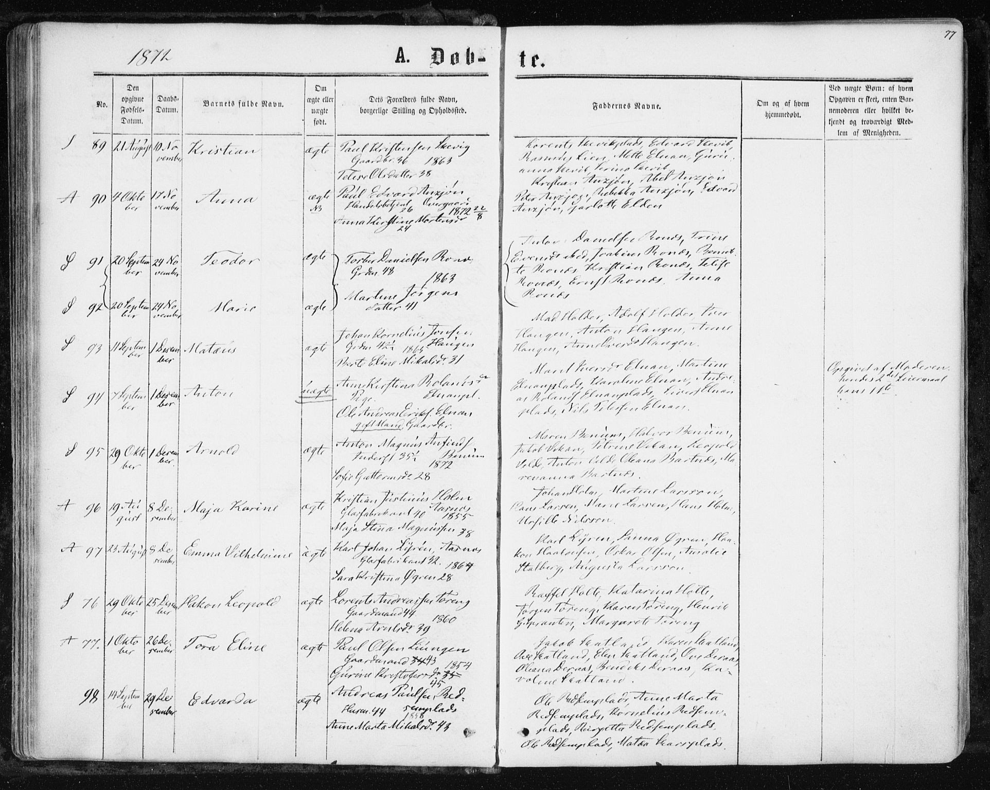 Ministerialprotokoller, klokkerbøker og fødselsregistre - Nord-Trøndelag, AV/SAT-A-1458/741/L0394: Ministerialbok nr. 741A08, 1864-1877, s. 77