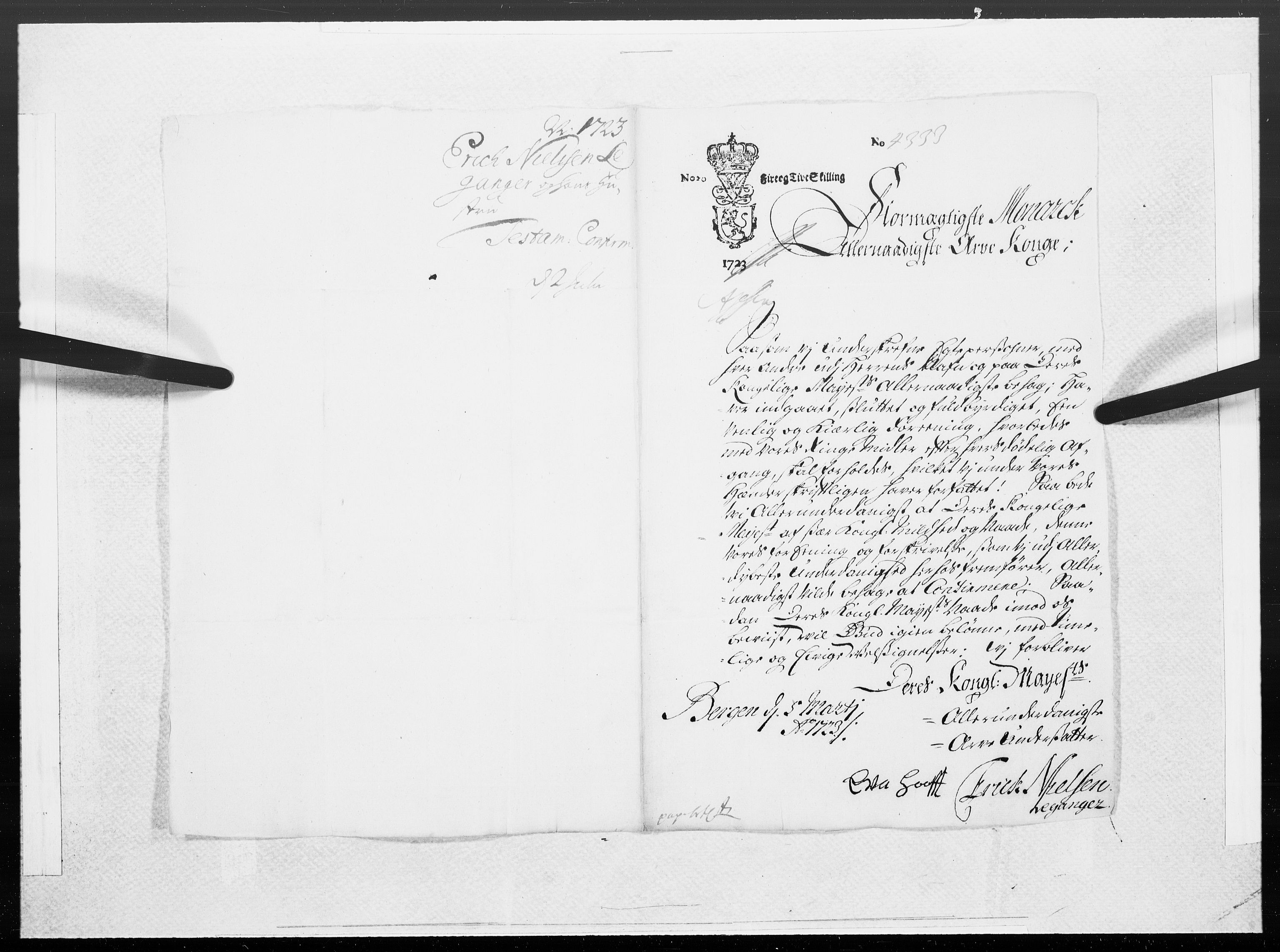 Danske Kanselli 1572-1799, RA/EA-3023/F/Fc/Fcc/Fcca/L0093: Norske innlegg 1572-1799, 1723, s. 2