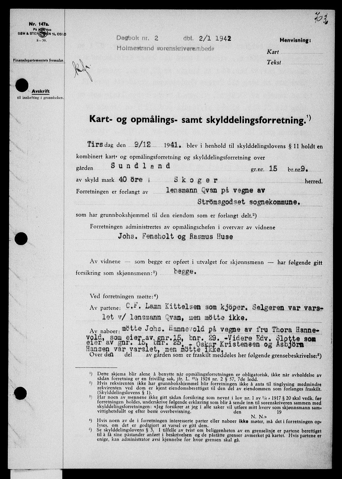 Holmestrand sorenskriveri, SAKO/A-67/G/Ga/Gaa/L0054: Pantebok nr. A-54, 1941-1942, Dagboknr: 2/1942