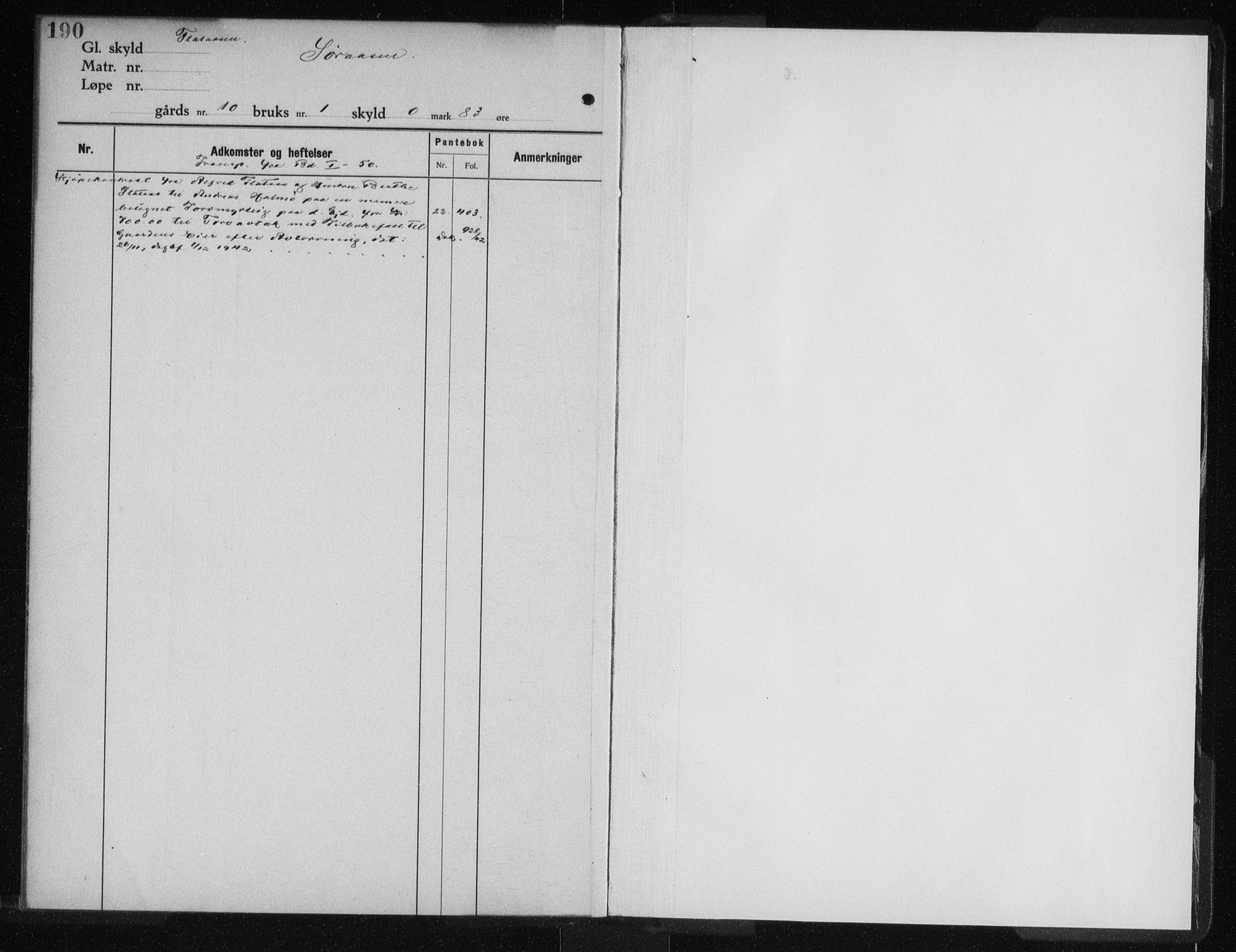 Brønnøy sorenskriveri, AV/SAT-A-4170/1/2/2A/L0016: Panteregister nr. 16, 1932-1942, s. 190