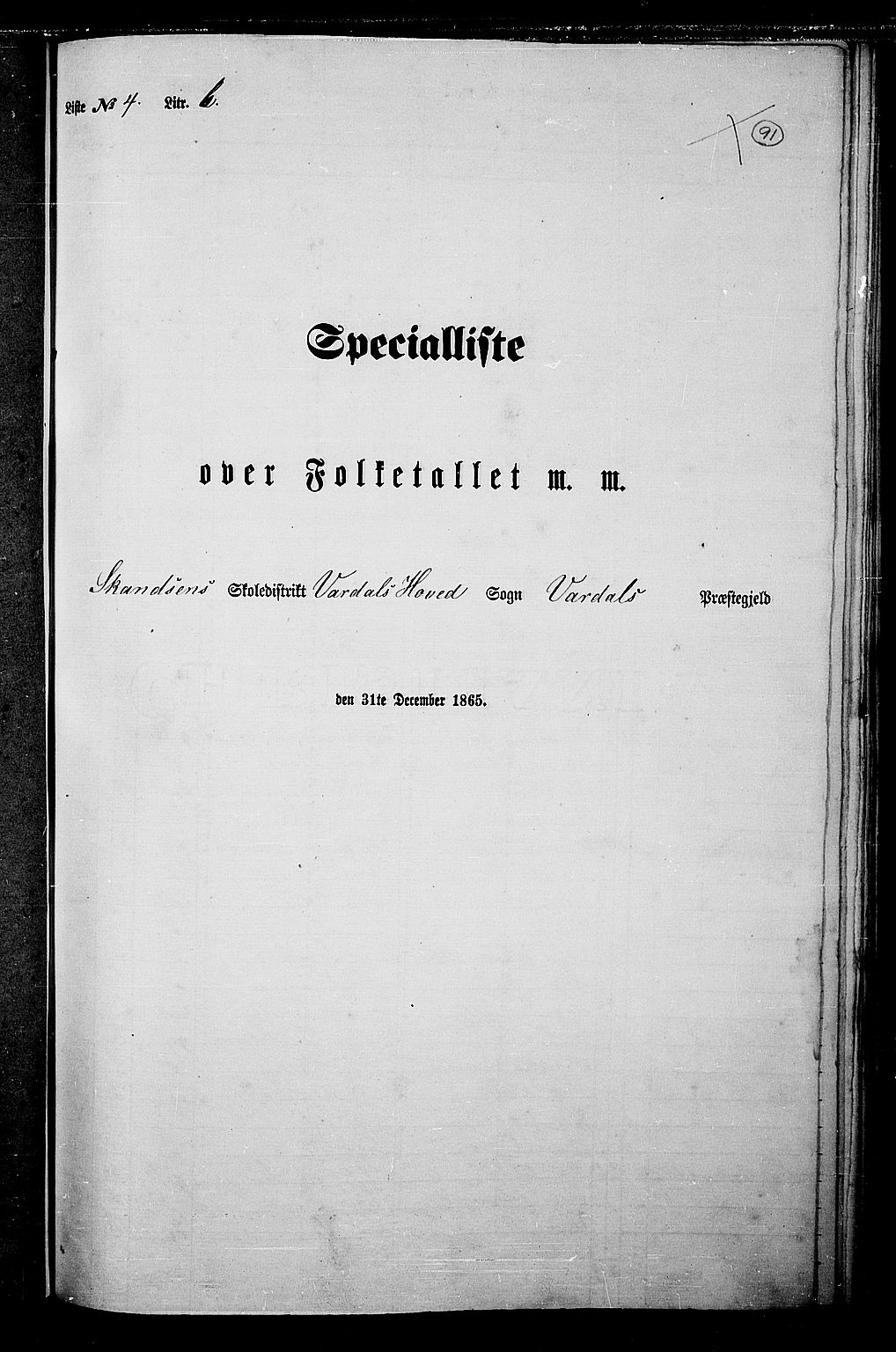 RA, Folketelling 1865 for 0527L Vardal prestegjeld, Vardal sokn og Hunn sokn, 1865, s. 81