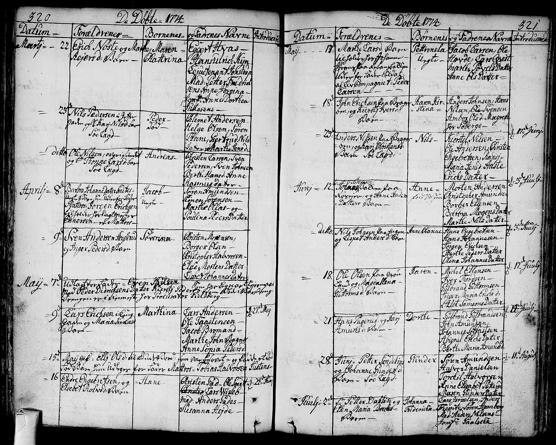Bragernes kirkebøker, AV/SAKO-A-6/F/Fa/L0005: Ministerialbok nr. I 5, 1759-1781, s. 320-321
