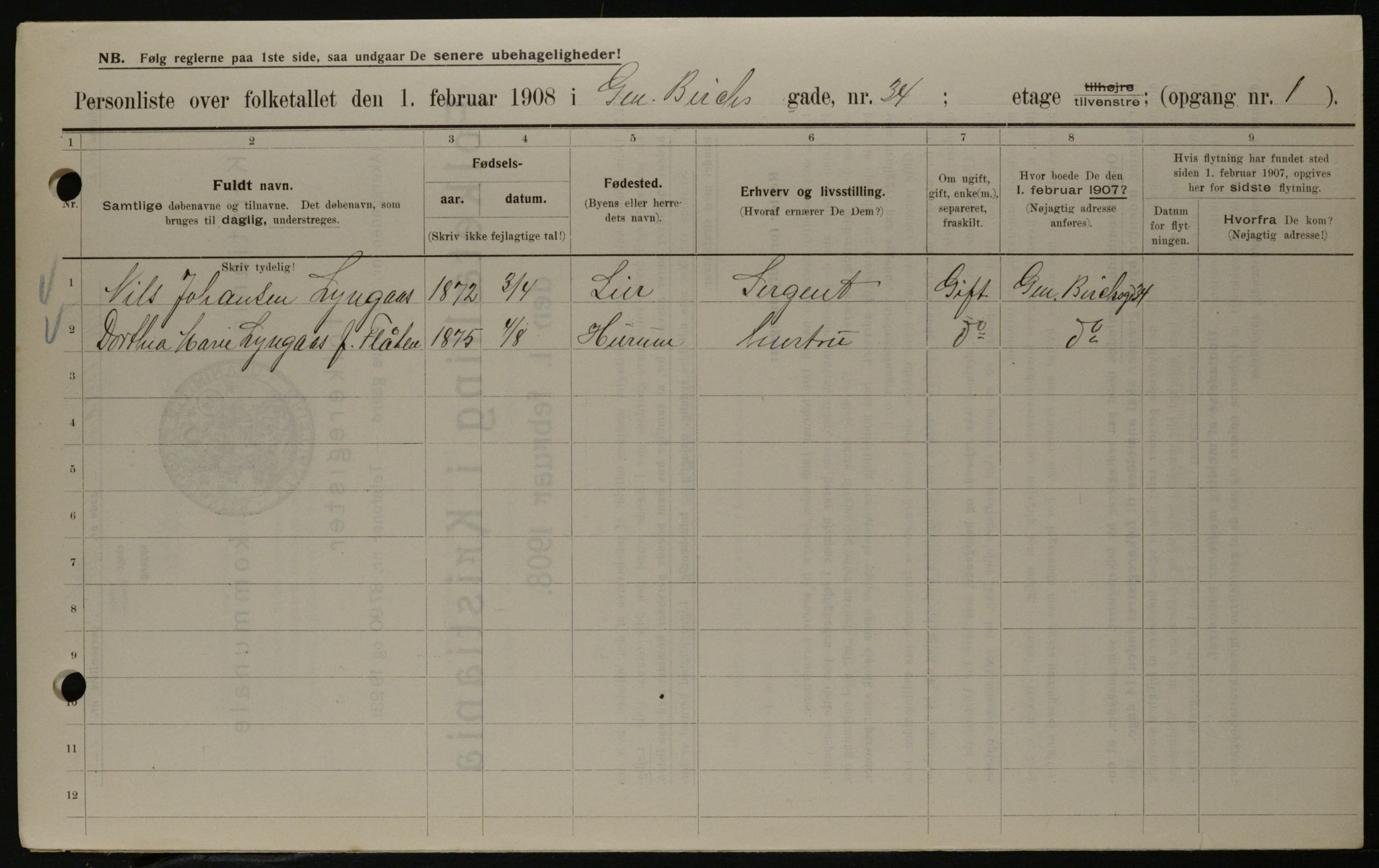 OBA, Kommunal folketelling 1.2.1908 for Kristiania kjøpstad, 1908, s. 26271