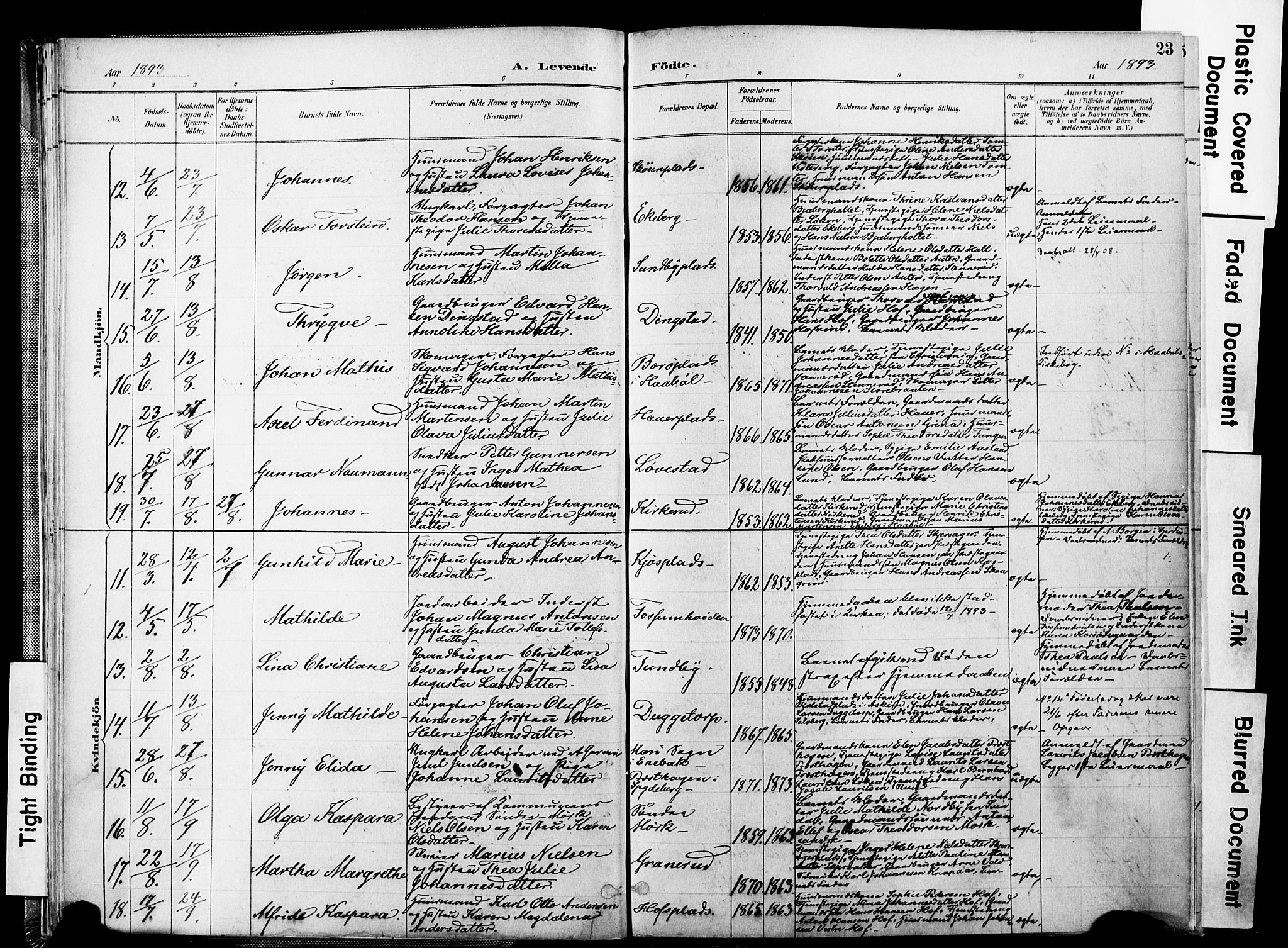 Spydeberg prestekontor Kirkebøker, AV/SAO-A-10924/F/Fa/L0008: Ministerialbok nr. I 8, 1886-1900, s. 23